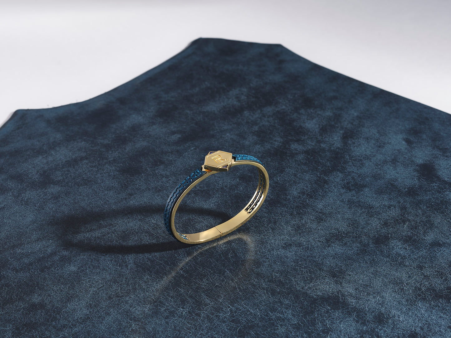 Twined Leather Bracelet, Small, Bleu nuit