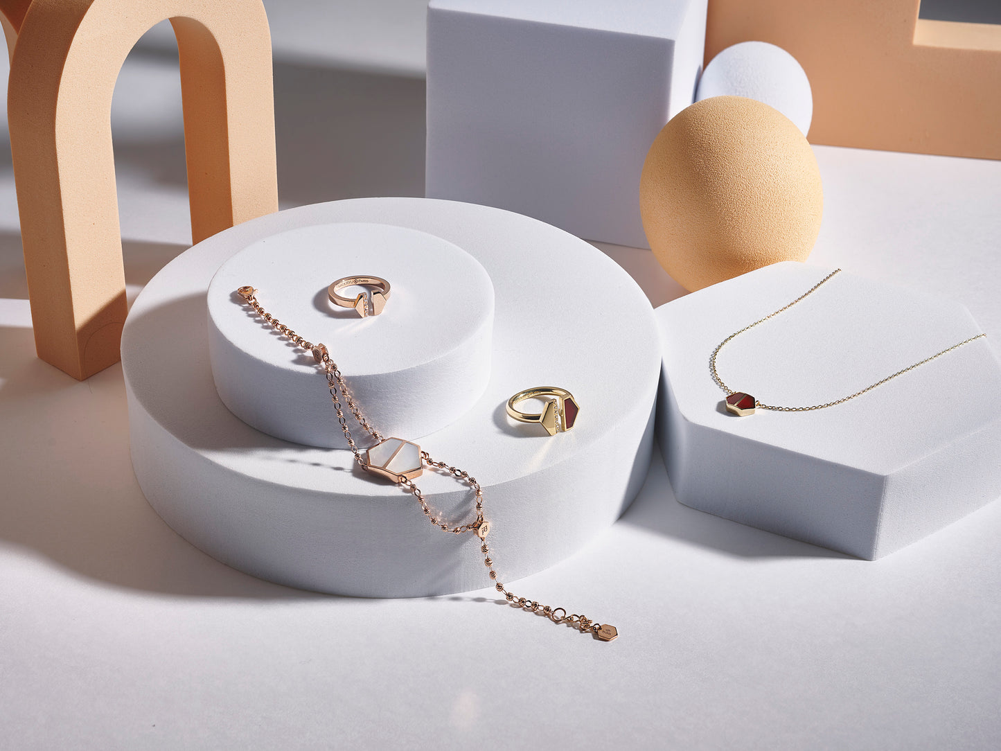 VOID Filled By You Necklace, Small, White Nacre, Diamond