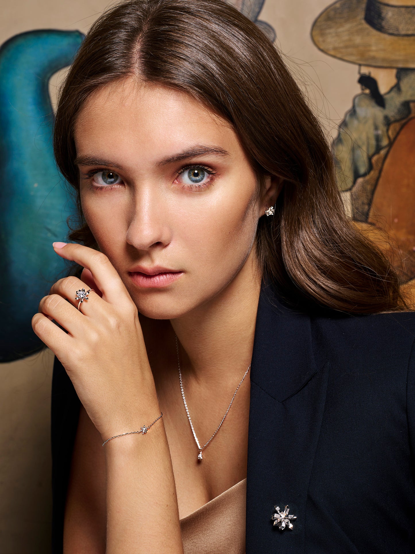 Le Quartz Earrings, Small, Gold, Diamond