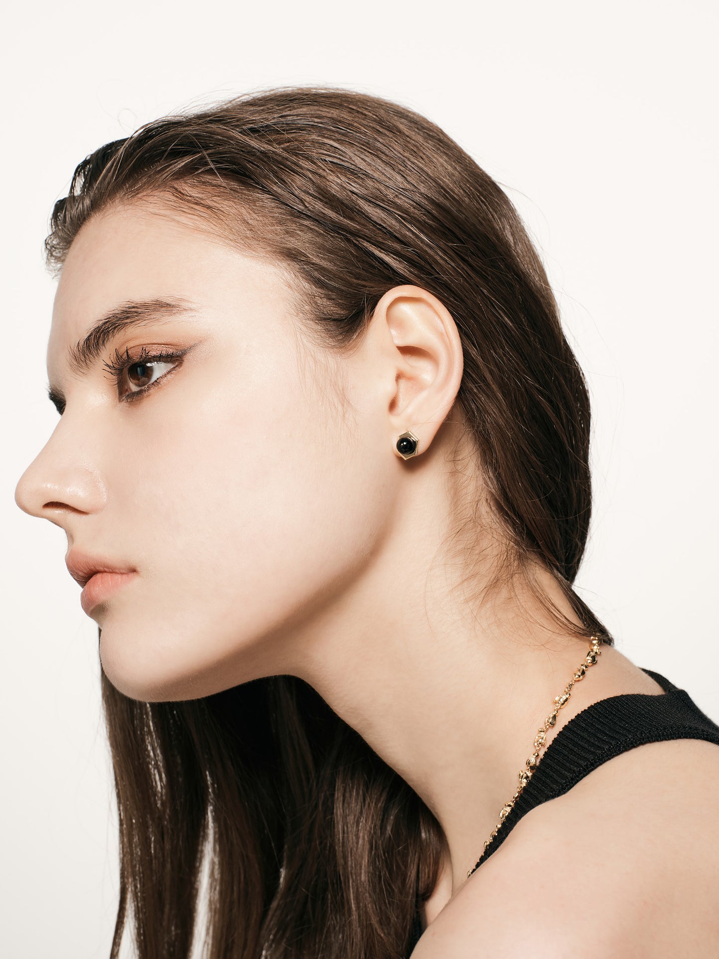 Tergum VII Earrings, Hex 1, Black Spinel