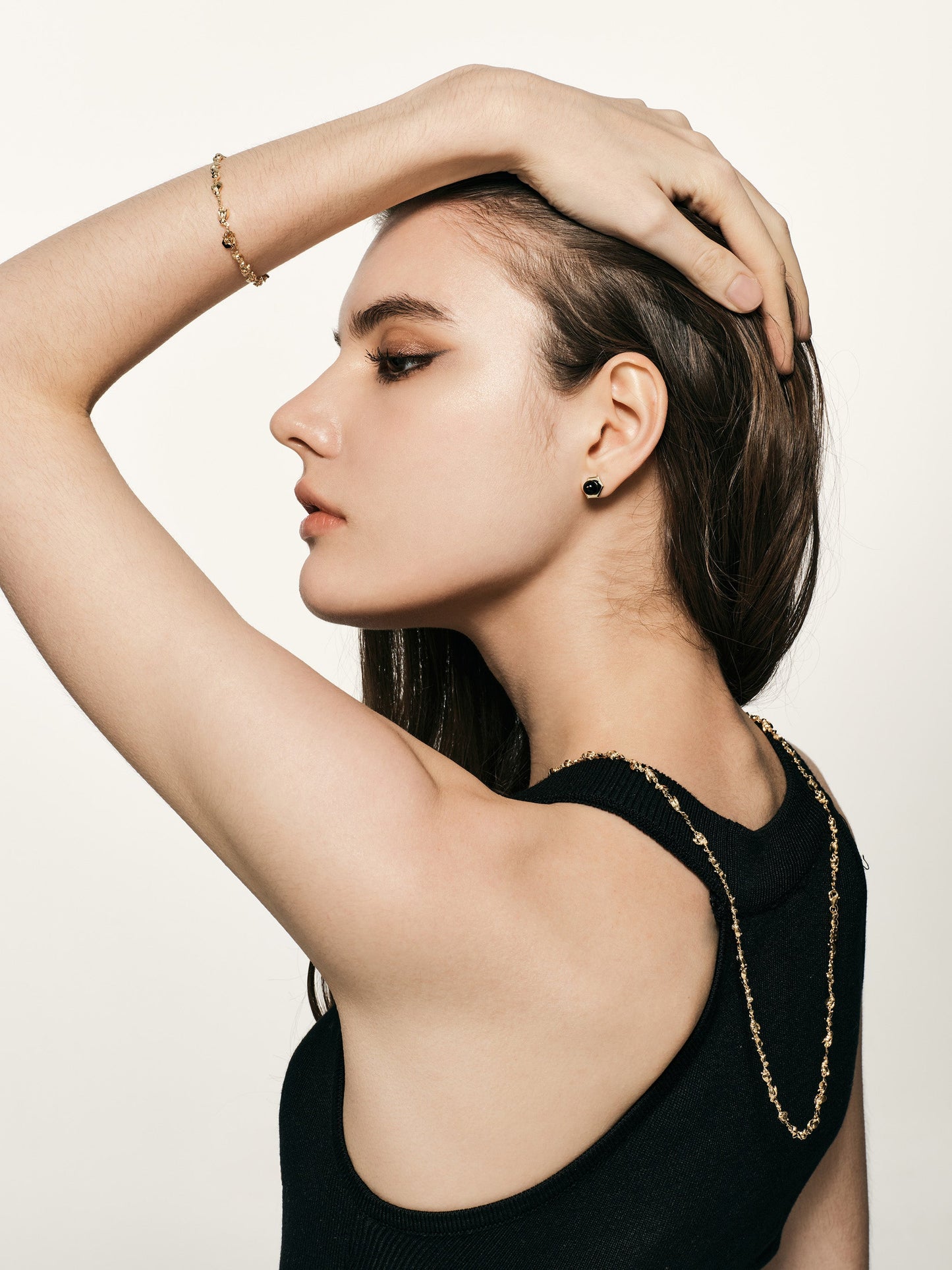 Tergum VII Earrings, Hex 1, Black Spinel