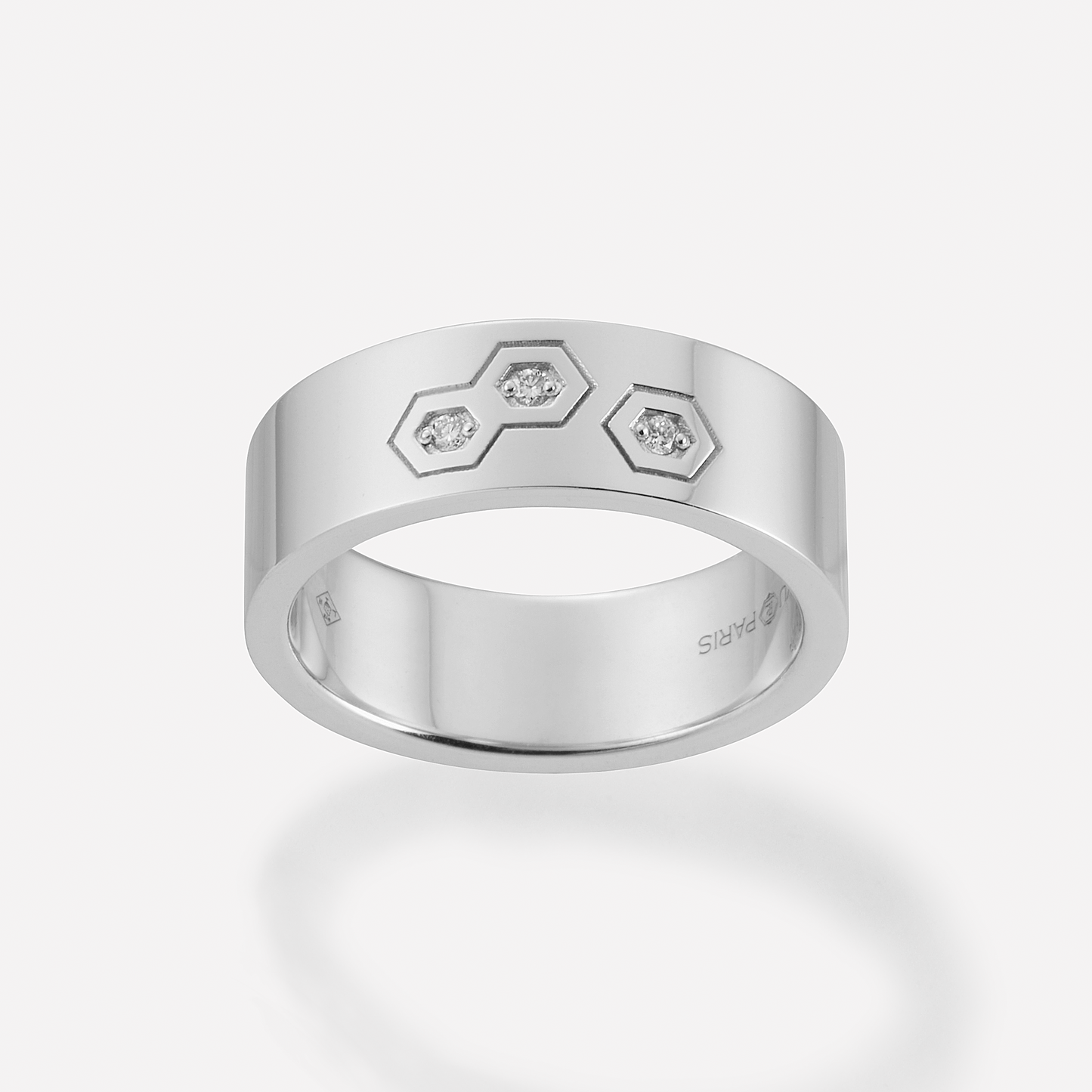 HEX Series Ring, 3 Hex, White Dia