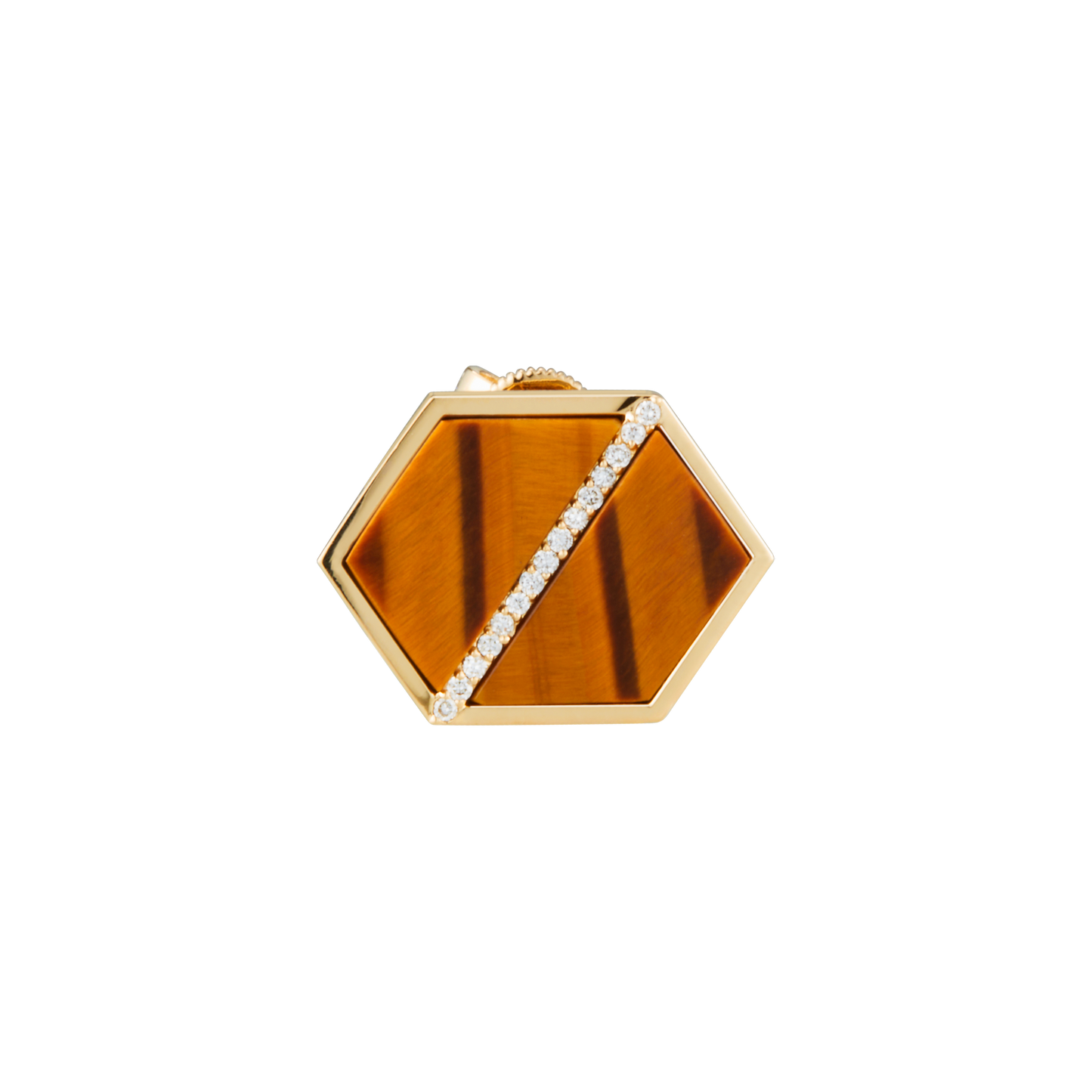 VOID Filled By You Earrings, Large, Diagonal, Tiger's Eye, Diamond