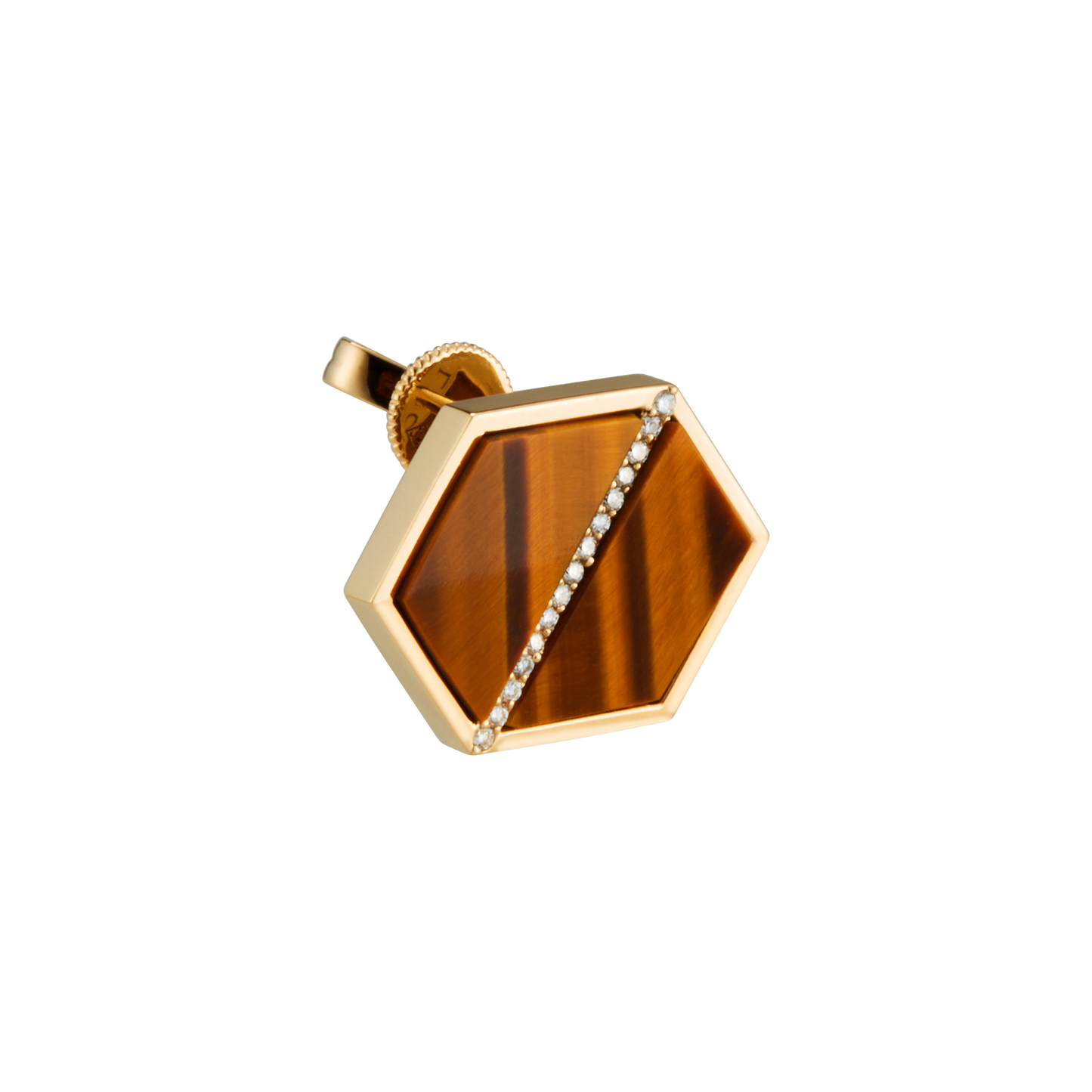 VOID Filled By You Earrings, Large, Diagonal, Tiger's Eye, Diamond