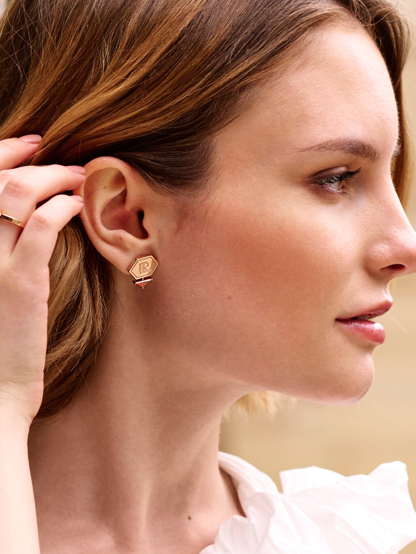 HEX Series Earrings, Pink Opal