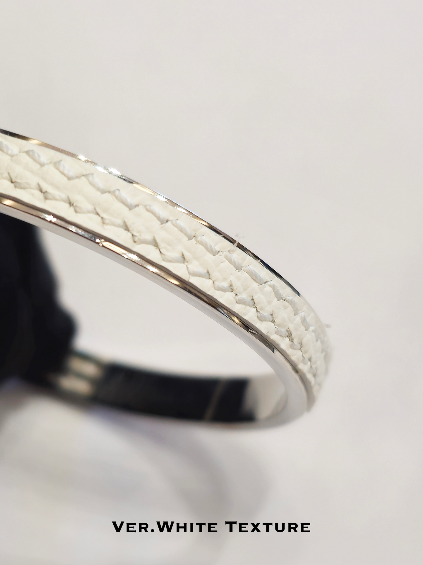 Twined Leather Bracelet, Large, White (Plain), Pink Opal