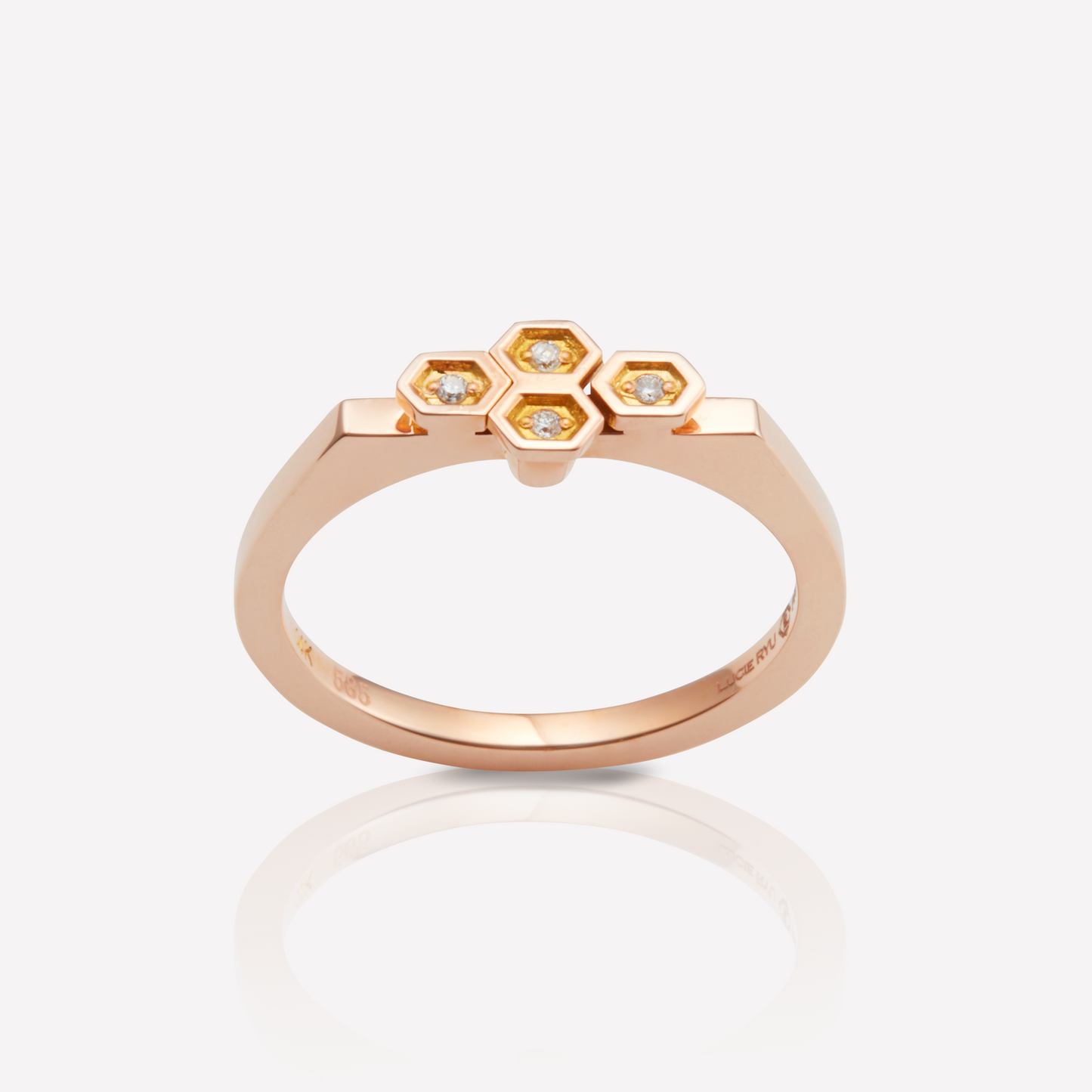 HEX Series Ring, 4 Hex, White Dia