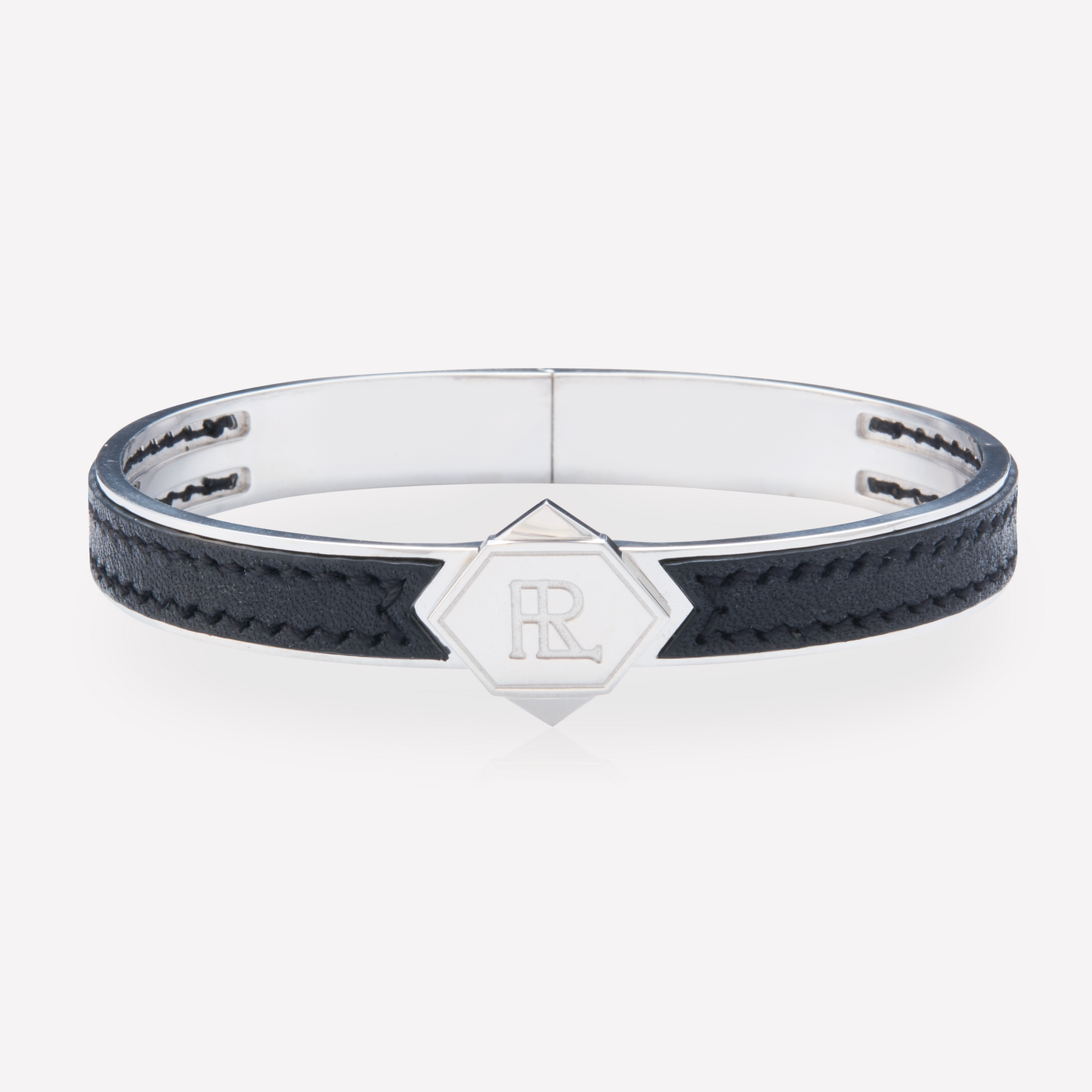 Twined Leather Bracelet, Large, Black (Plain)