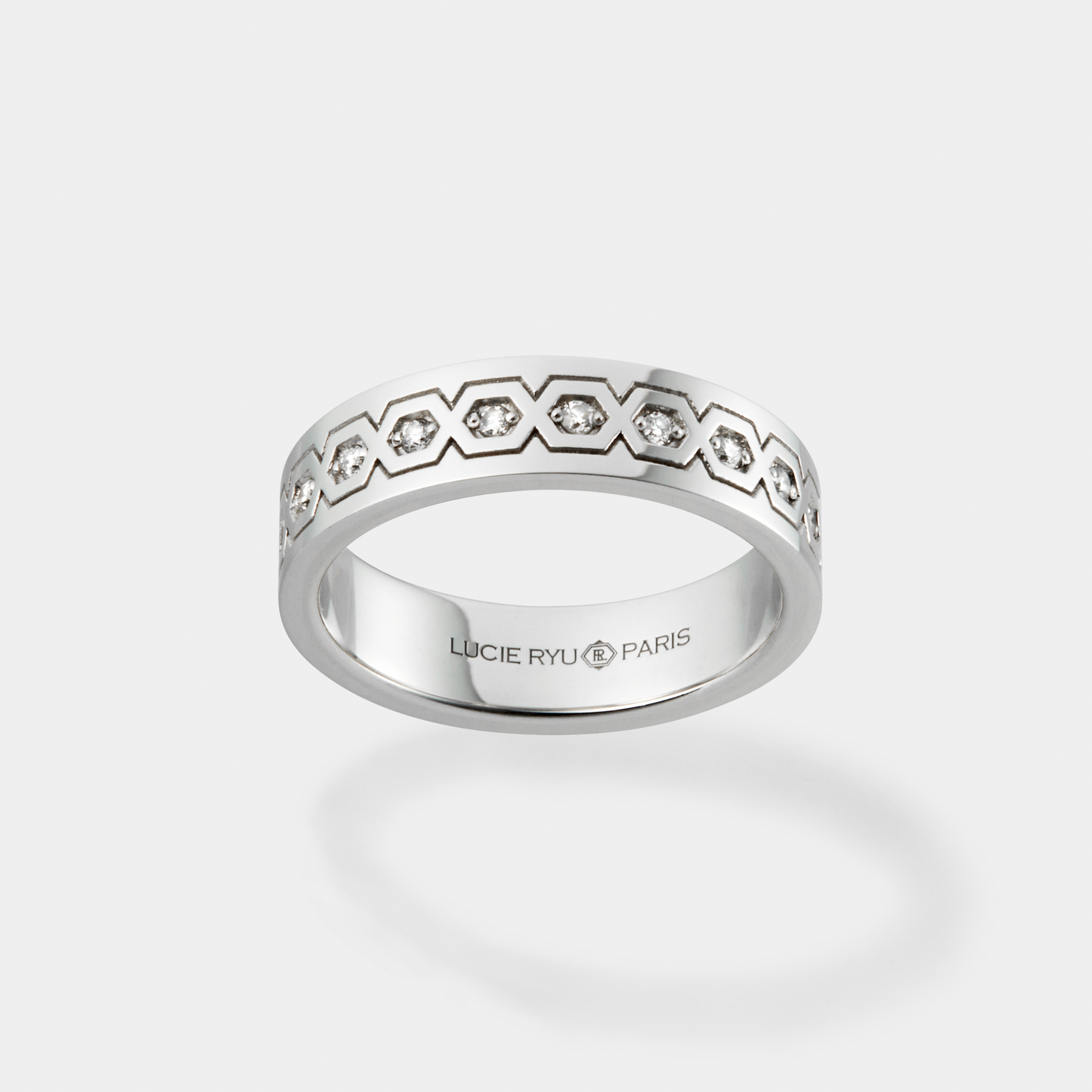 HEX Series Ring, Eternity Hex, Small, White Dia