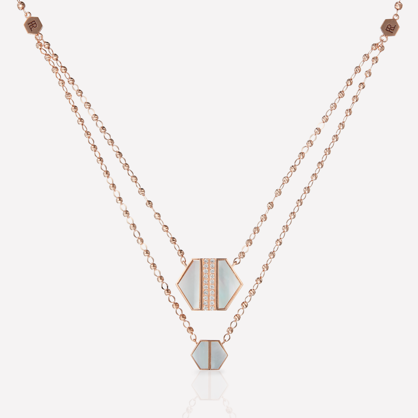 VOID Filled By You Necklace, Large, White Nacre, Diamond L