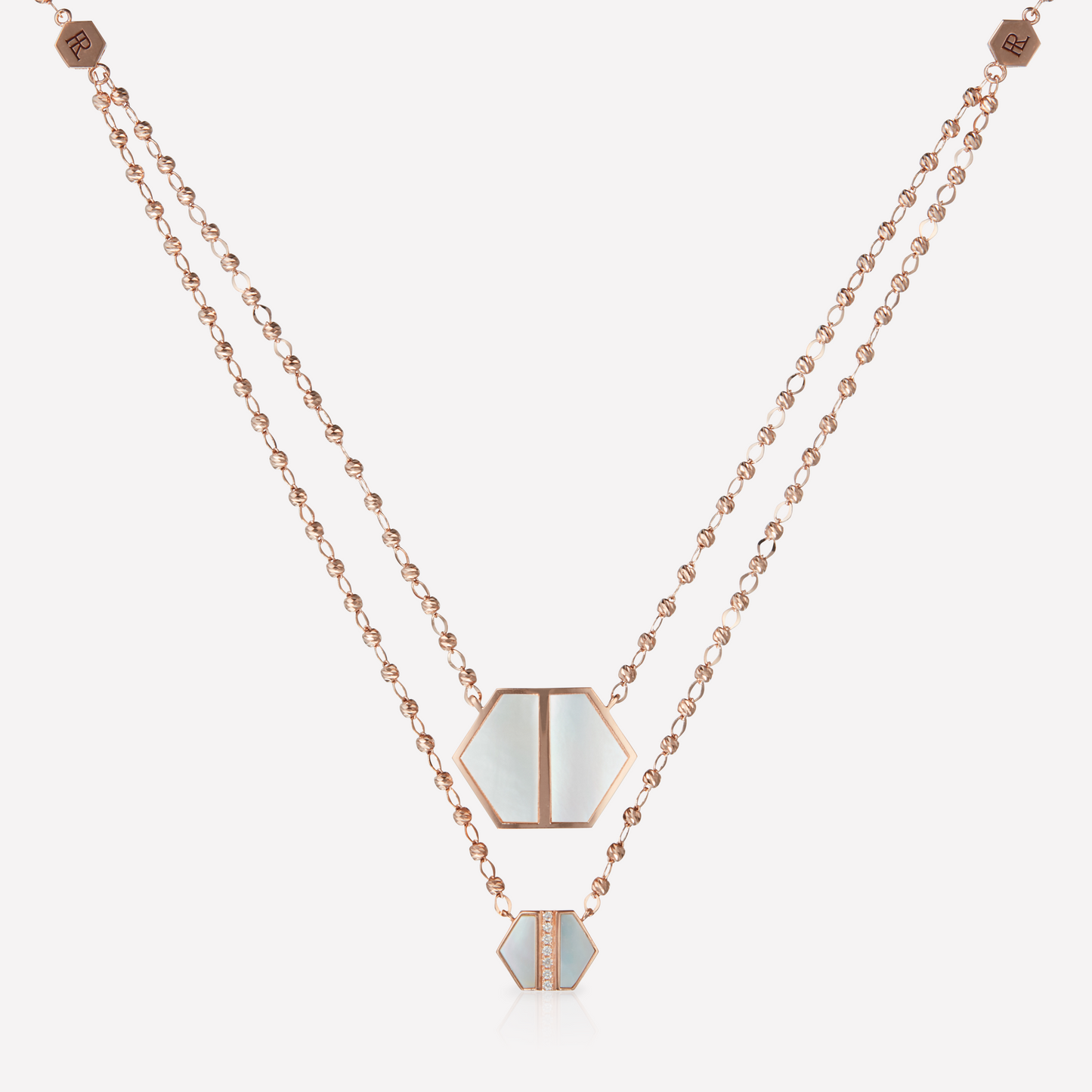 VOID Filled By You Necklace, Large, White Nacre, Diamond S