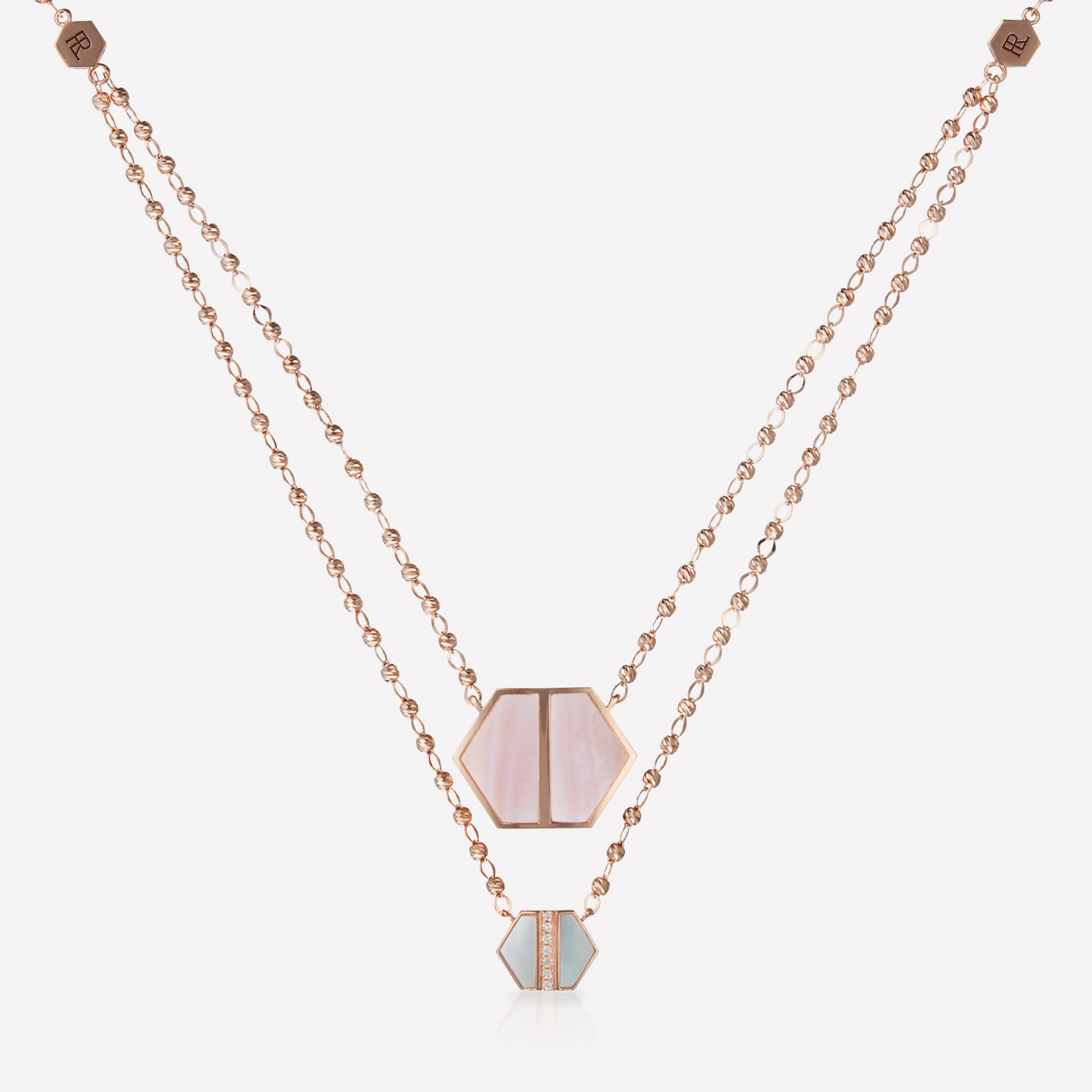 VOID Filled By You Necklace, Large, Pink Nacre, Diamond S