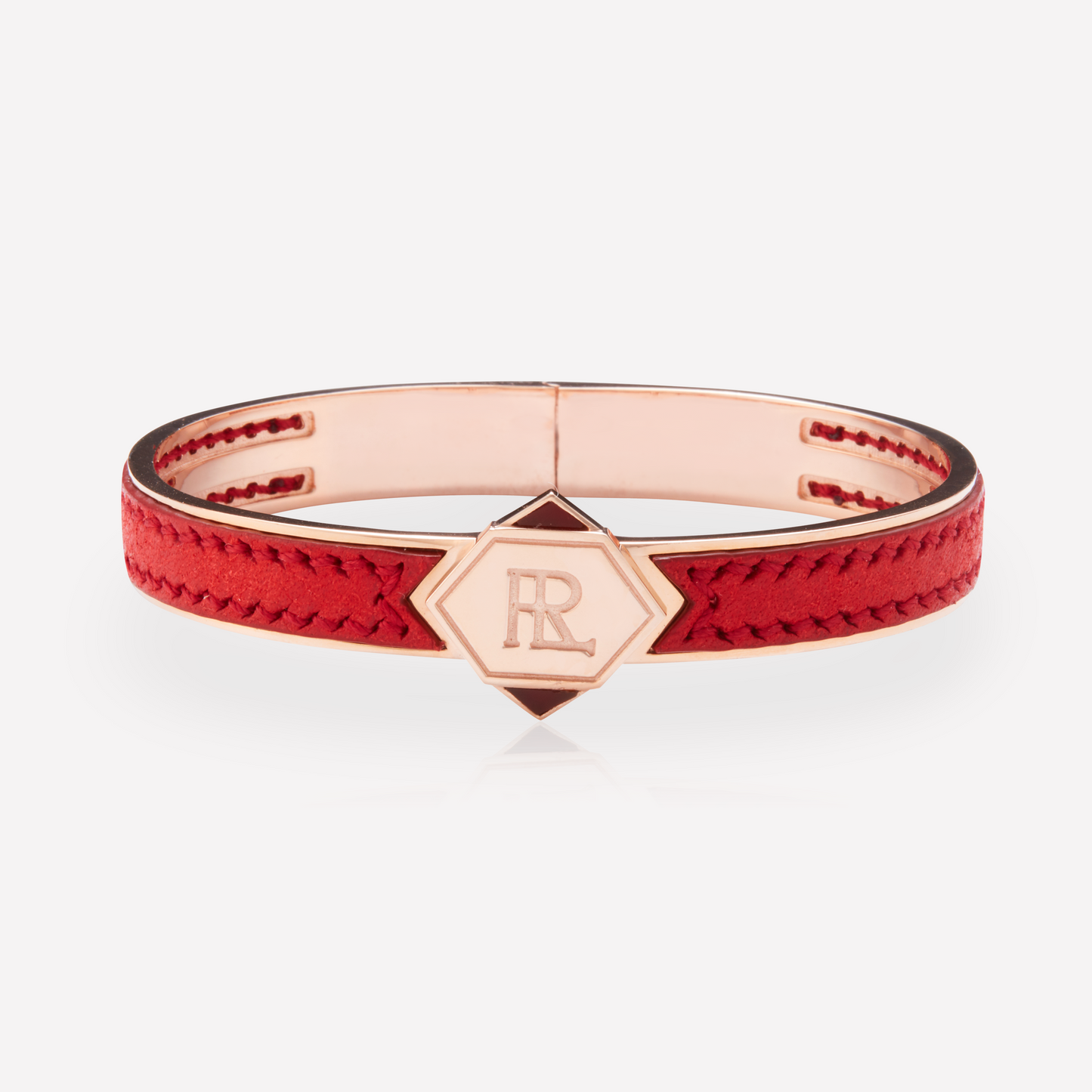 Twined Leather Bracelet, Large, Pure Red, Carnelian