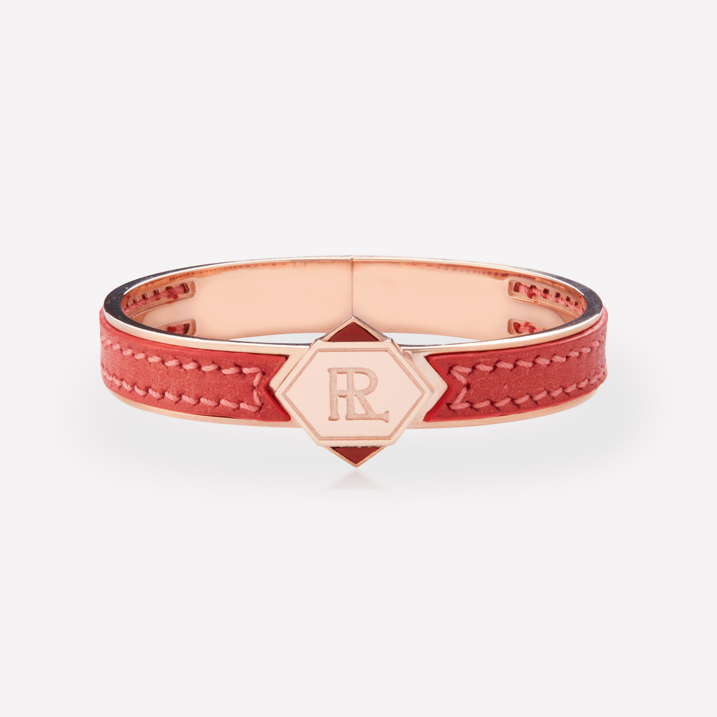 Twined Leather Bracelet, Large, Salmon, Carnelian