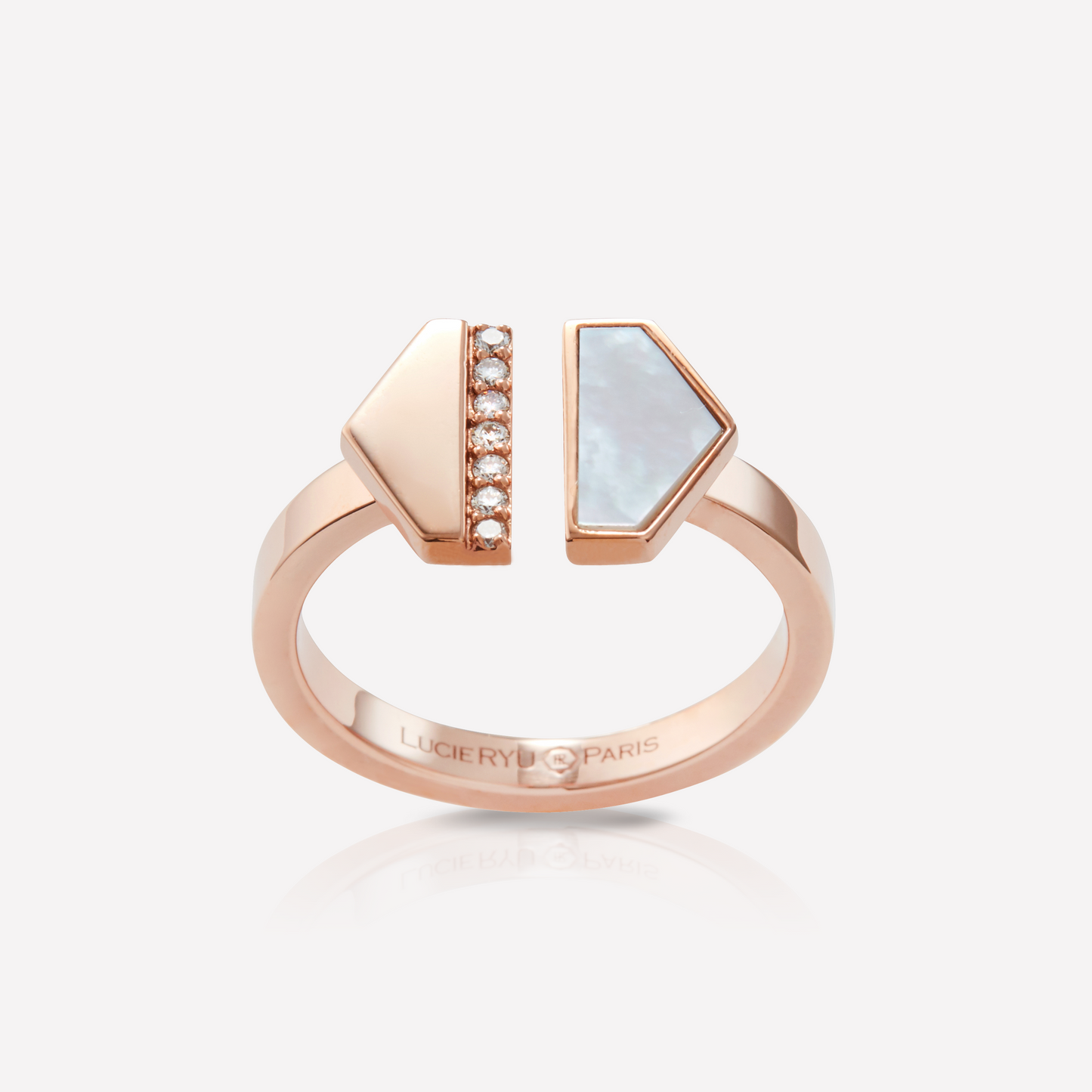 VOID Filled By You Ring, Large, White Nacre, Diamond