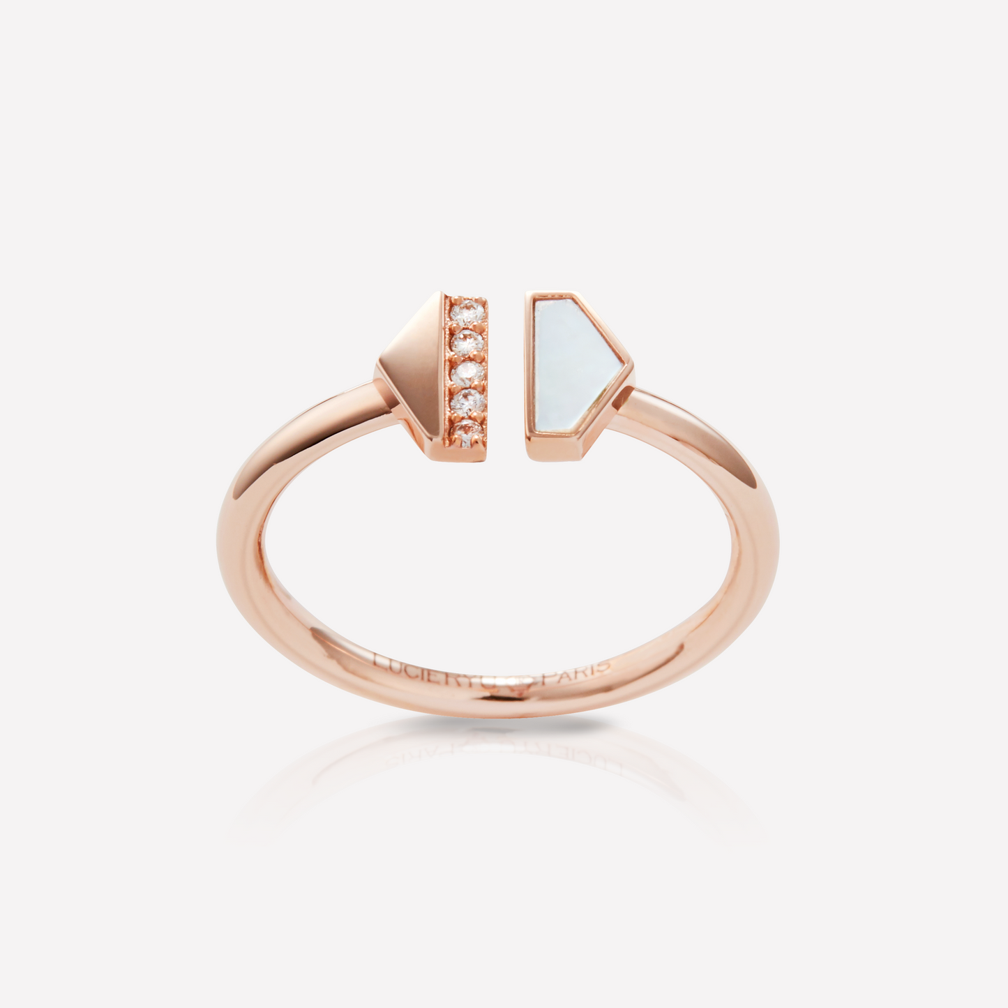 VOID Filled By You Ring, Small, White Nacre, Diamond