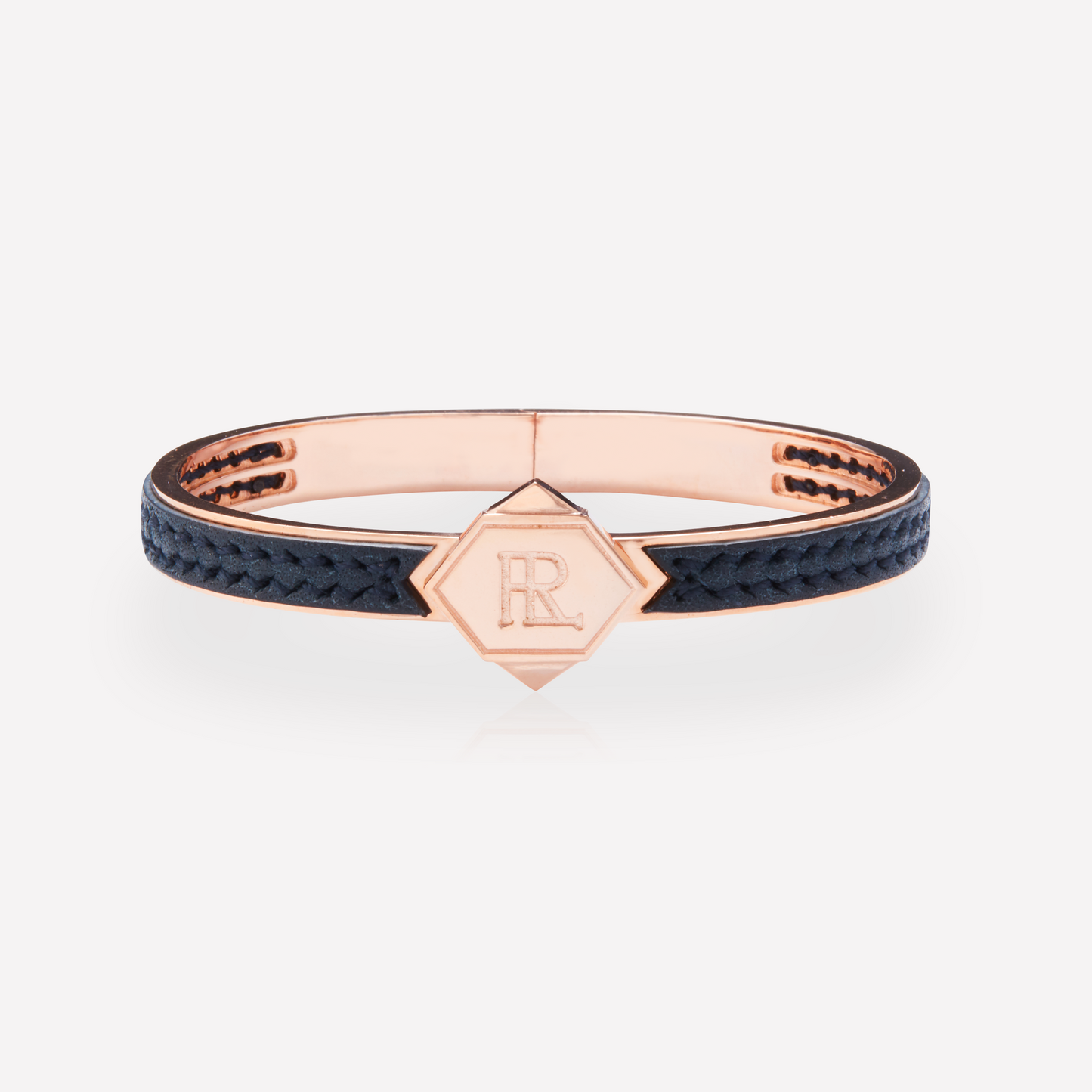 Twined Leather Bracelet, Small, Bleu nuit