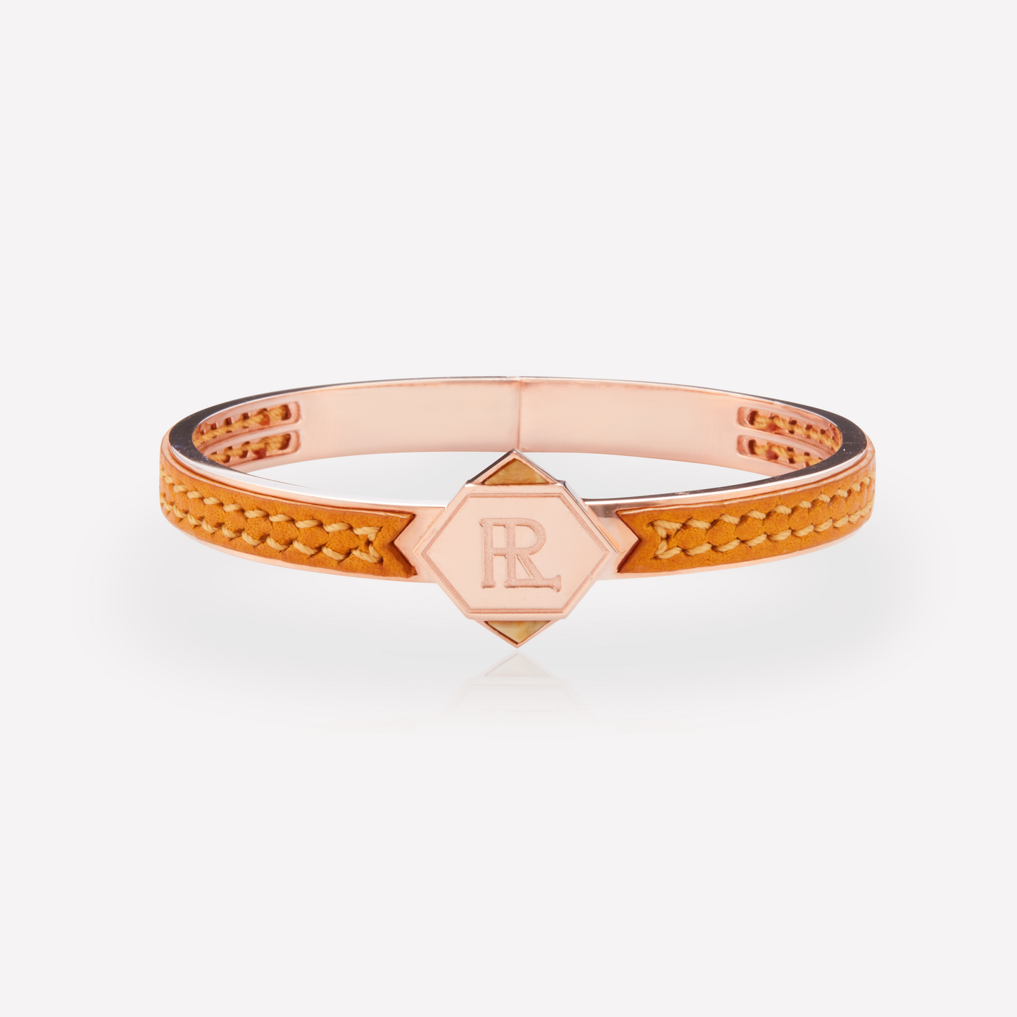 Twined Leather Bracelet, Small, Orange Brown, Yellow Jasper