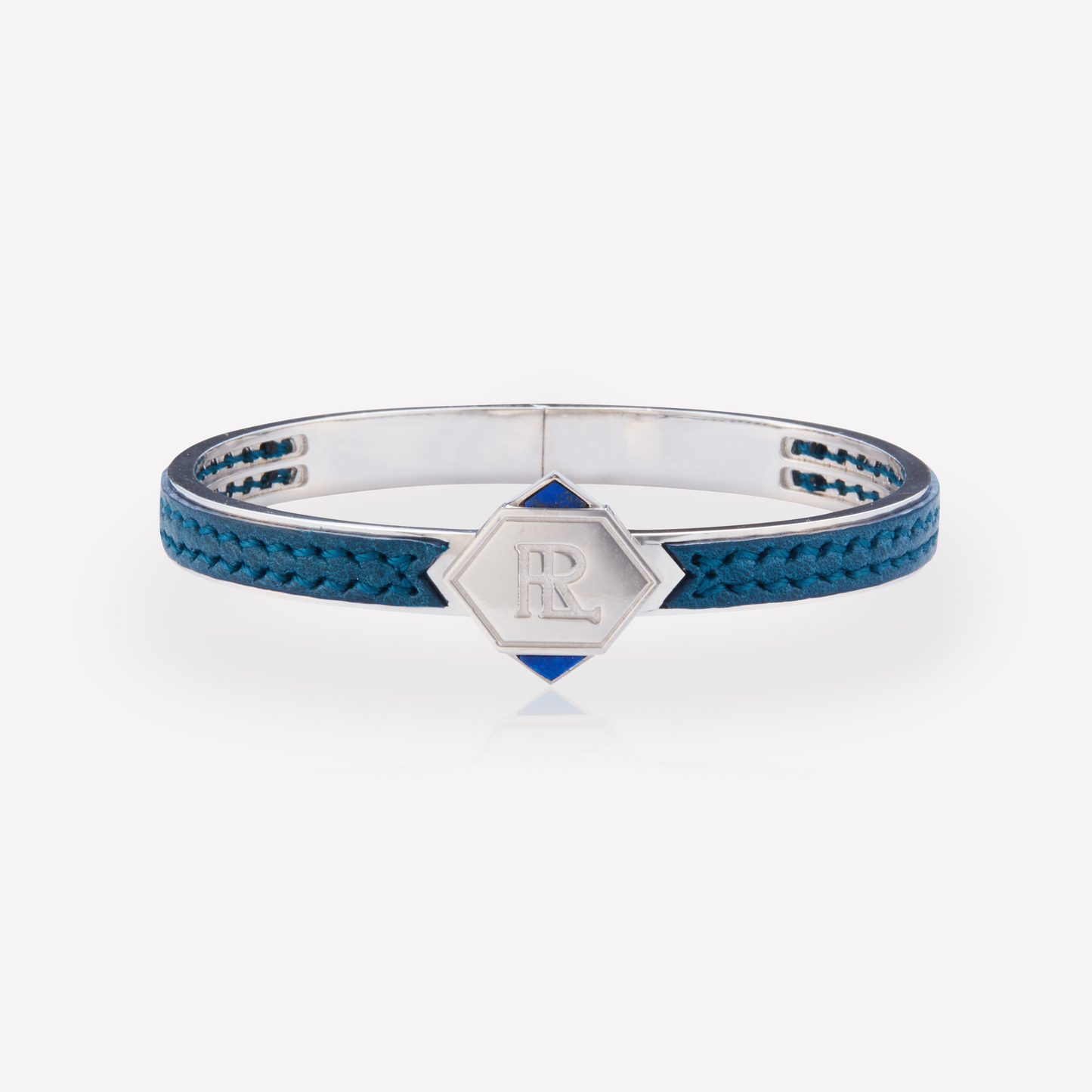 Twined Leather Bracelet, Small, Blue Green, Lapis Lazuli