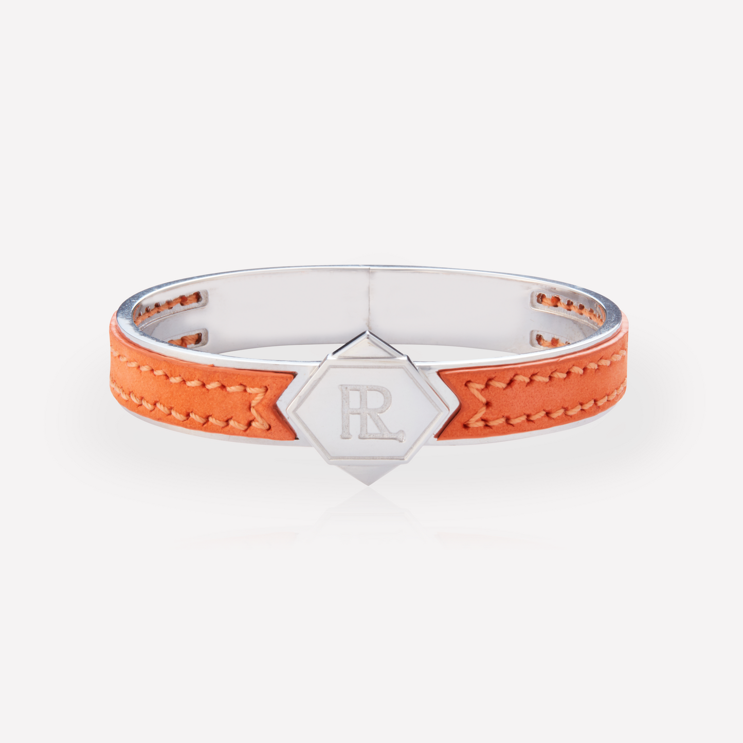 Twined Leather Bracelet, Large, Coral