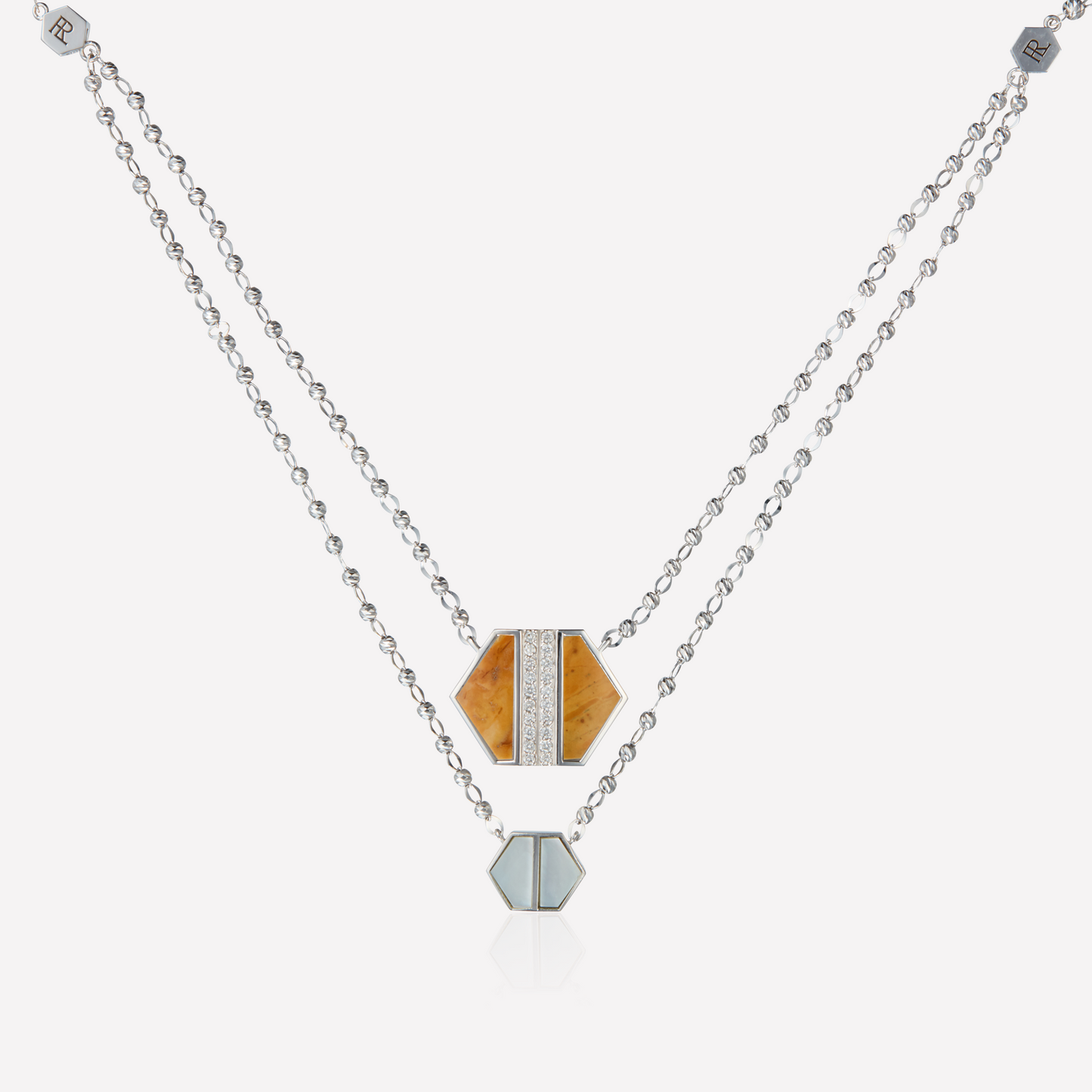 VOID Filled By You Necklace, Large, Yellow Jasper, Diamond L