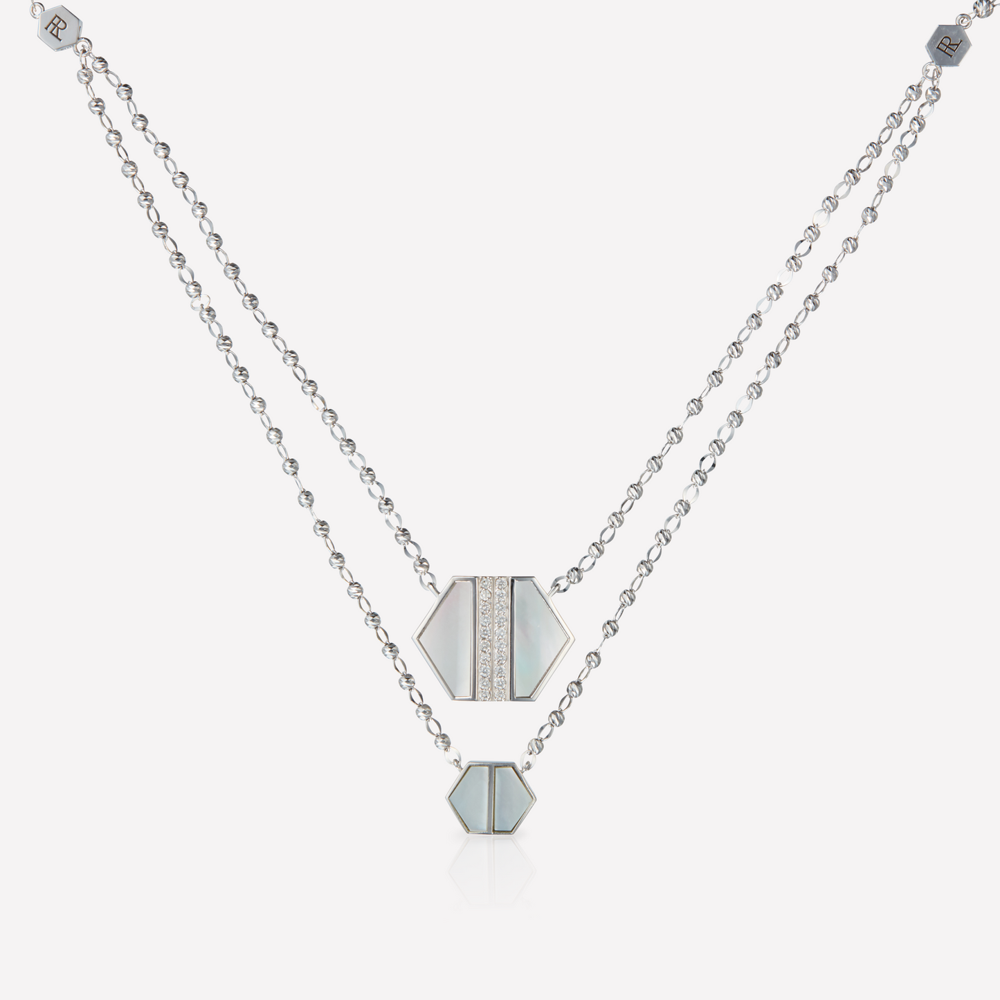 VOID Filled By You Necklace, Large, White Nacre, Diamond L