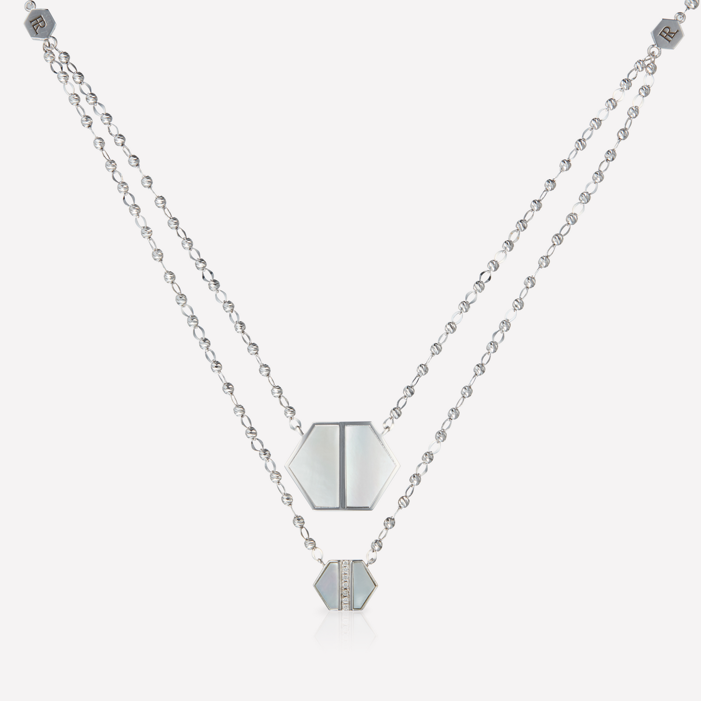 VOID Filled By You Necklace, Large, White Nacre, Diamond S