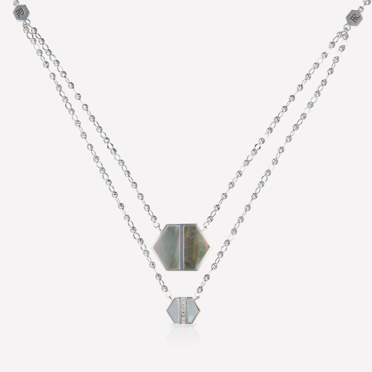 VOID Filled By You Necklace, Large, Black Nacre, Diamond S
