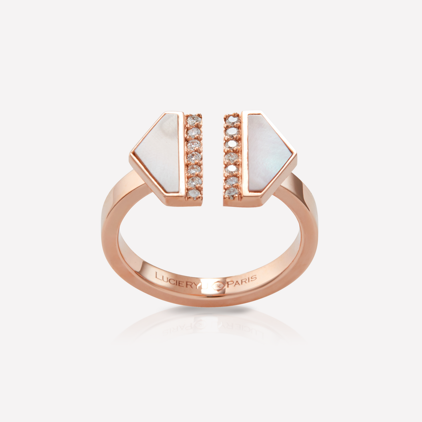 VOID Filled By You Ring, Large, White Nacre, Diamond