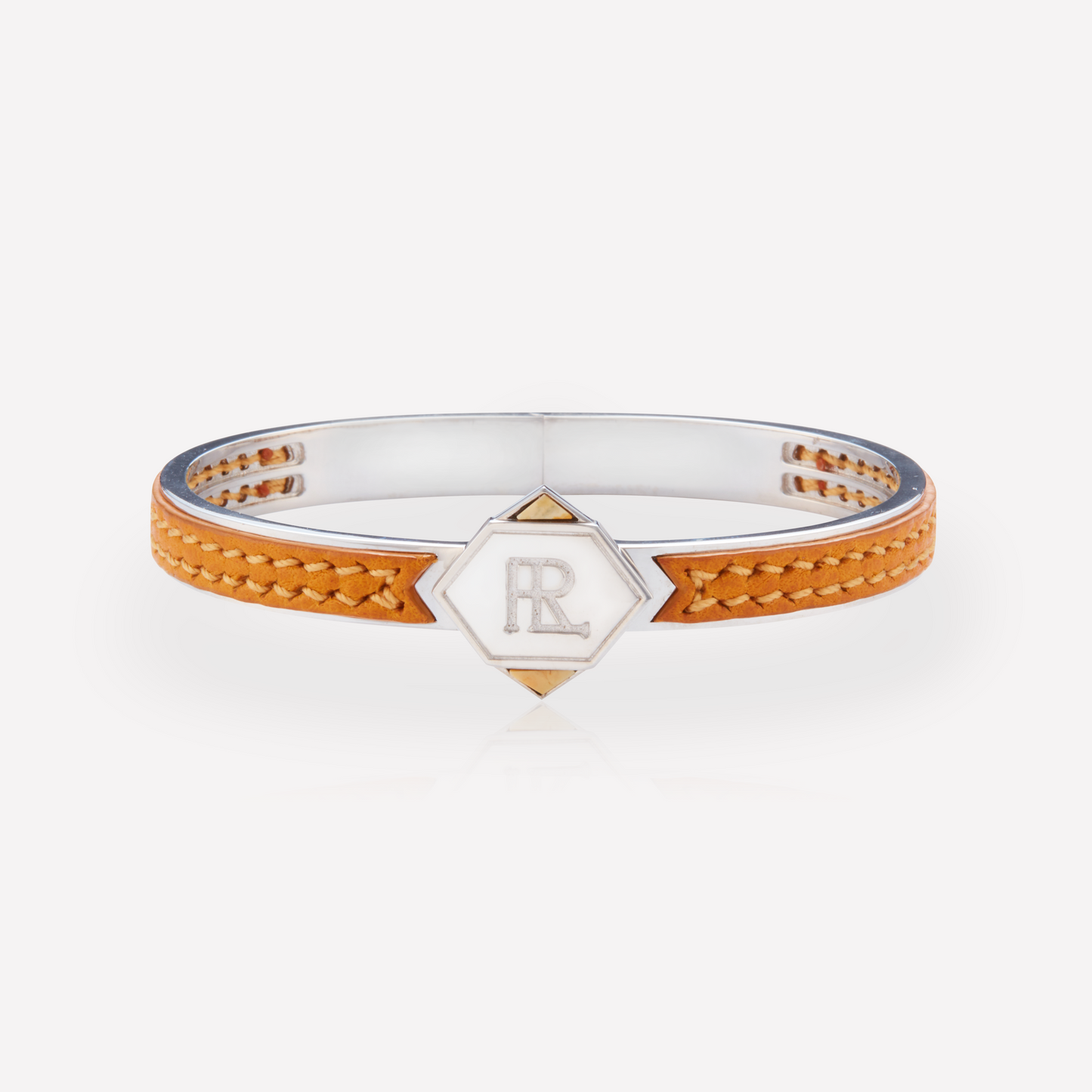 Twined Leather Bracelet, Small, Orange Brown, Yellow Jasper