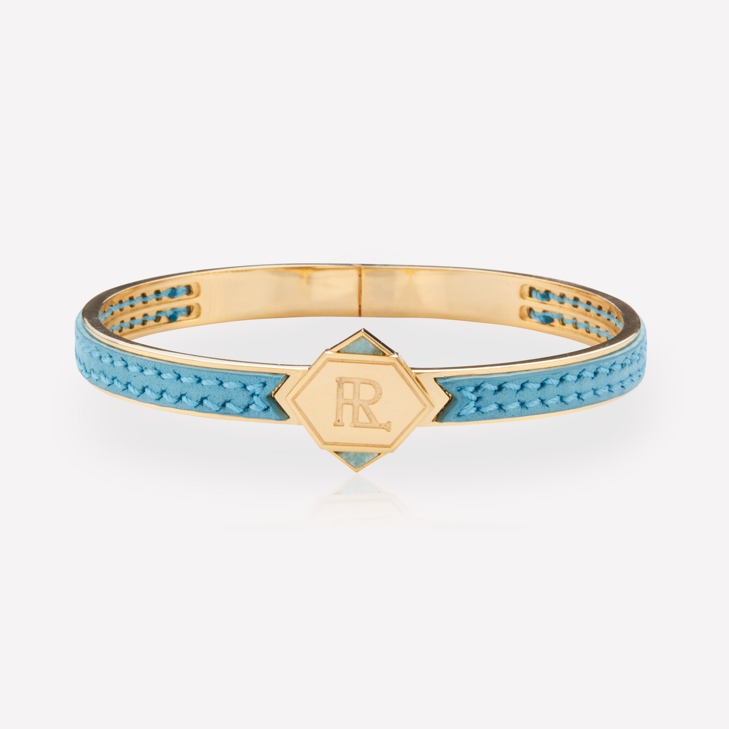 Twined Leather Bracelet, Small, Sky Blue, Amazonite