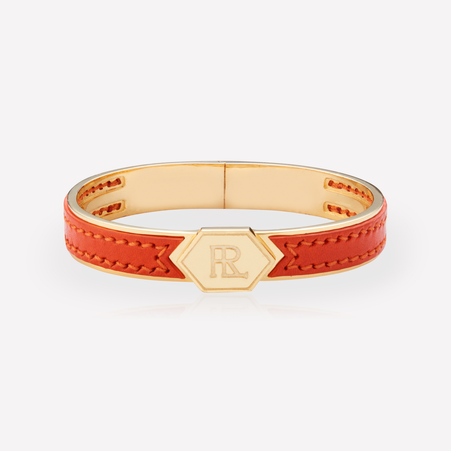 Twined Leather Bracelet, Large, Vermilion