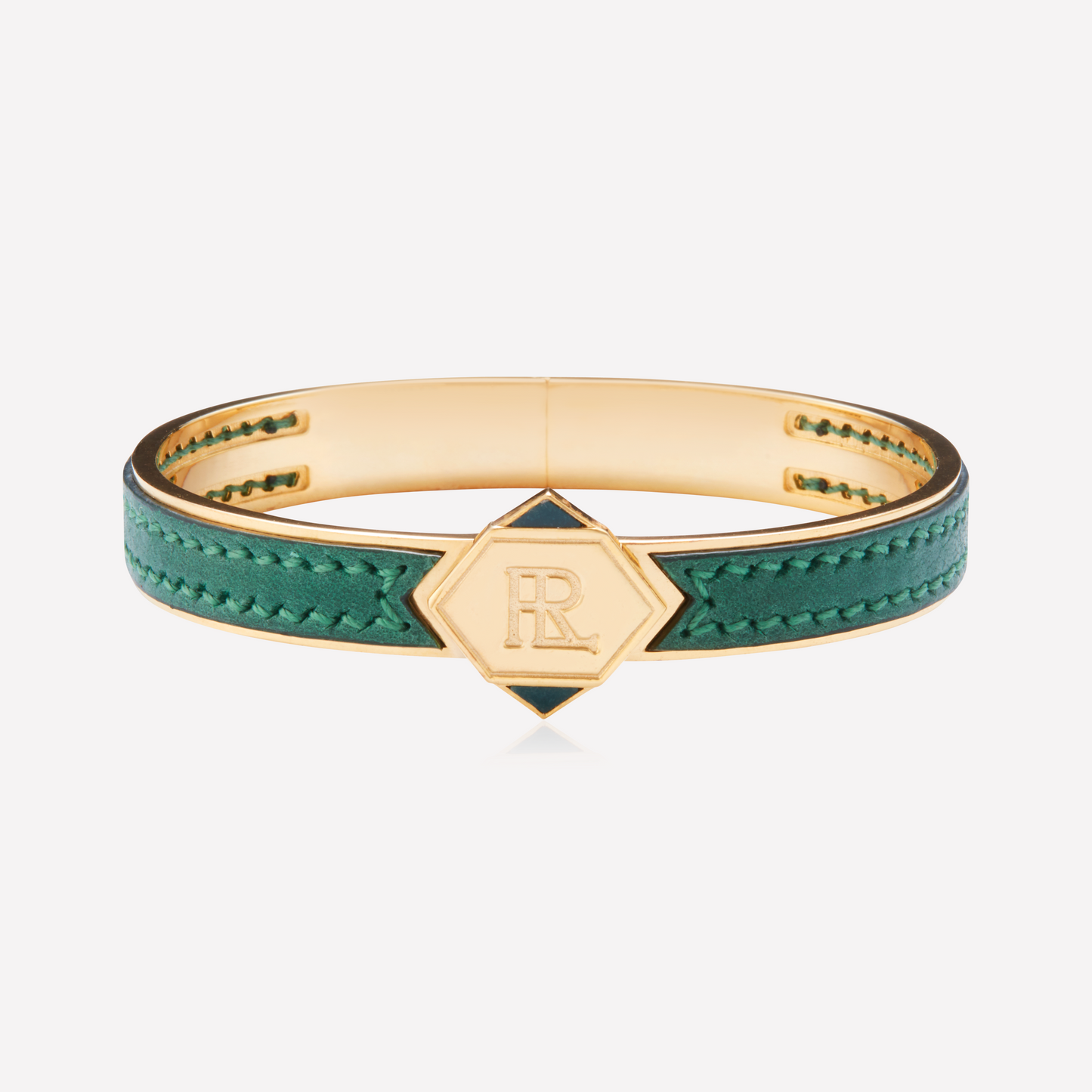 Twined Leather Bracelet, Large, Green, Malachite