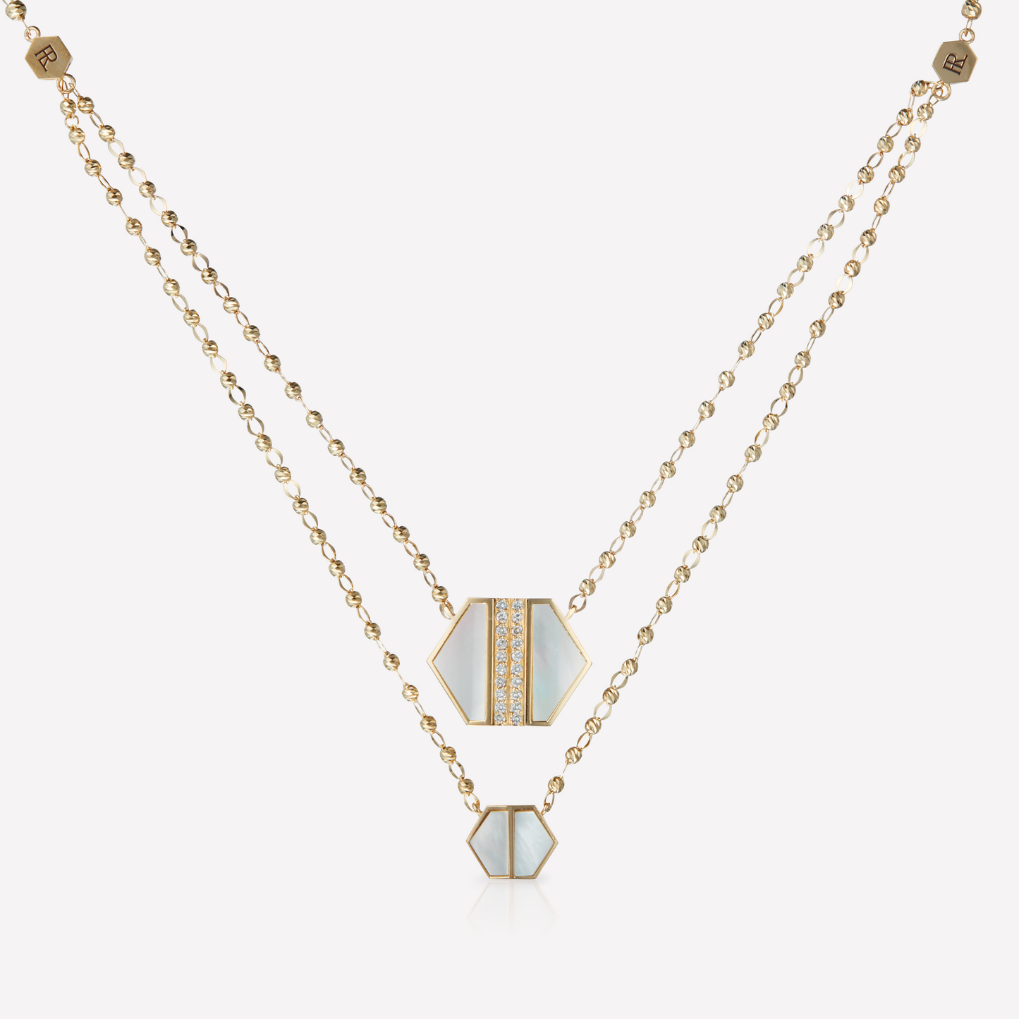VOID Filled By You Necklace, Large, White Nacre, Diamond L