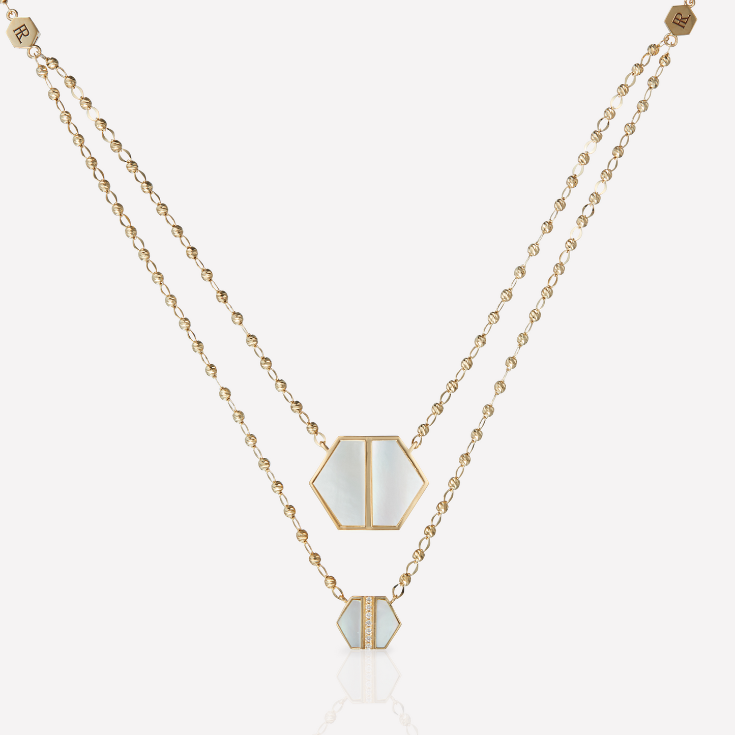 VOID Filled By You Necklace, Large, White Nacre, Diamond S