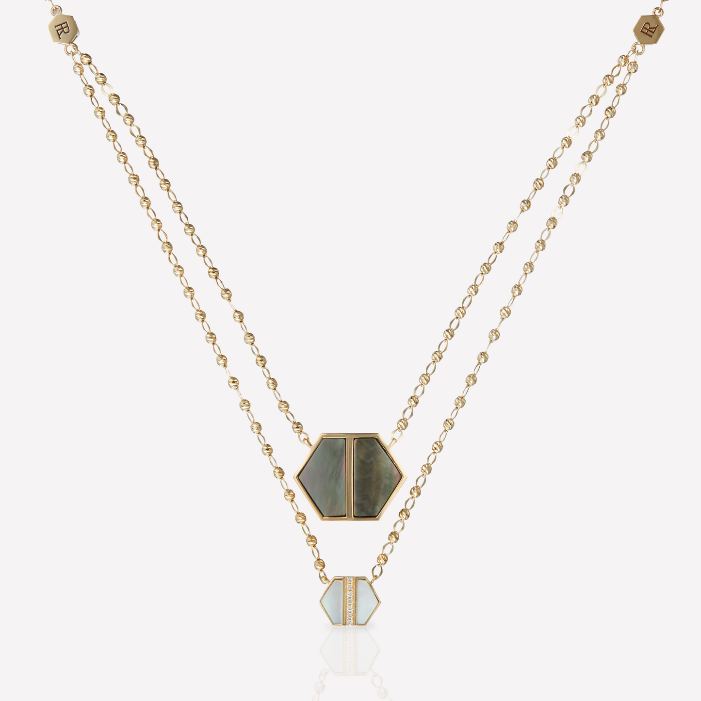 VOID Filled By You Necklace, Large, Black Nacre, Diamond S
