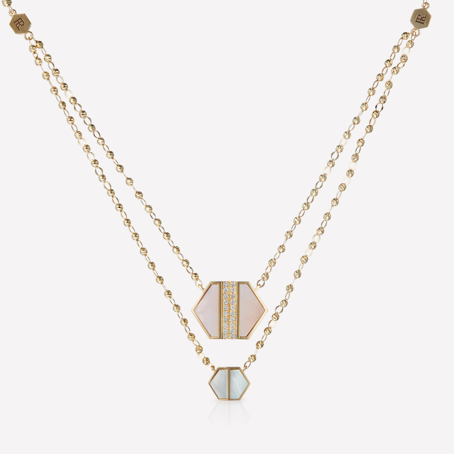 VOID Filled By You Necklace, Large, Pink Nacre, Diamond L