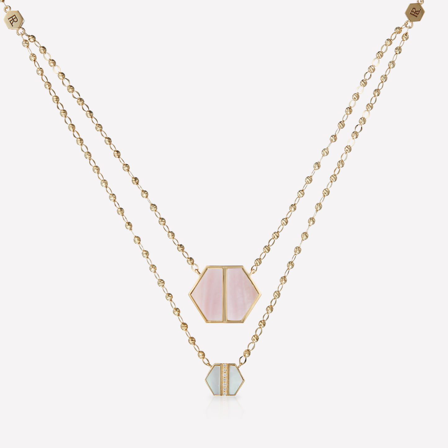 VOID Filled By You Necklace, Large, Pink Nacre, Diamond S
