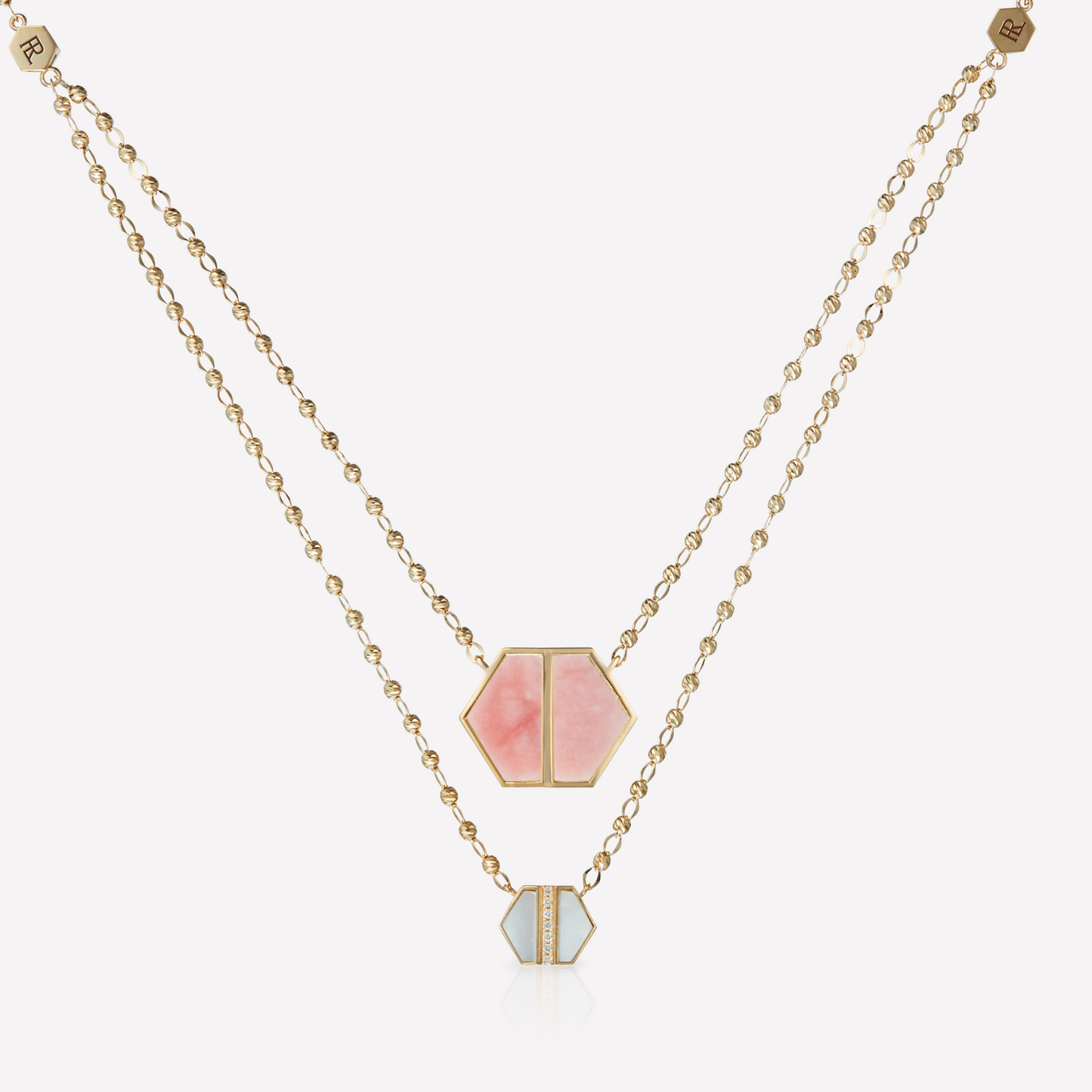 VOID Filled By You Necklace, Large, Pink Opal, Diamond S