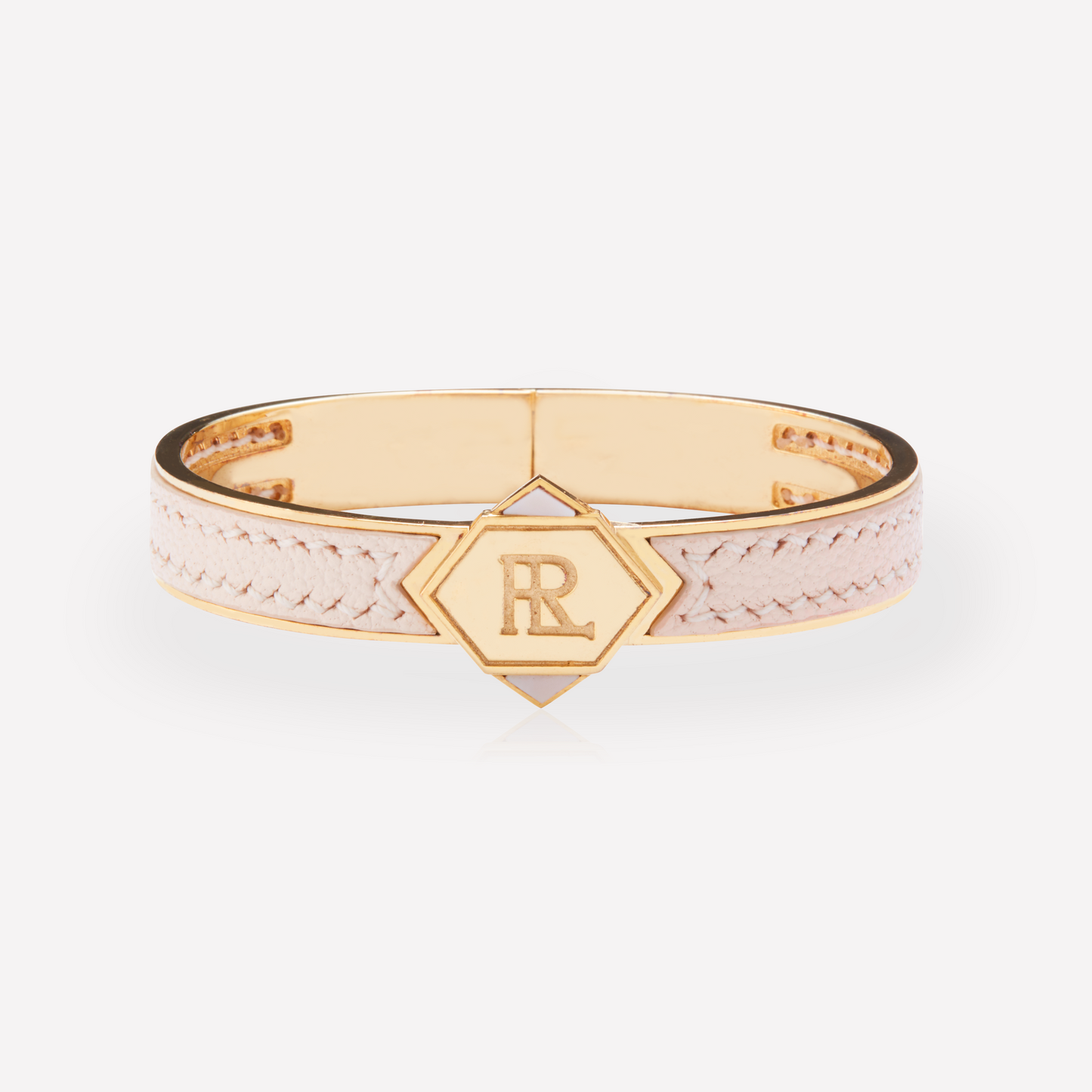 Twined Leather Bracelet, Large, Shell Pink, Pink Opal