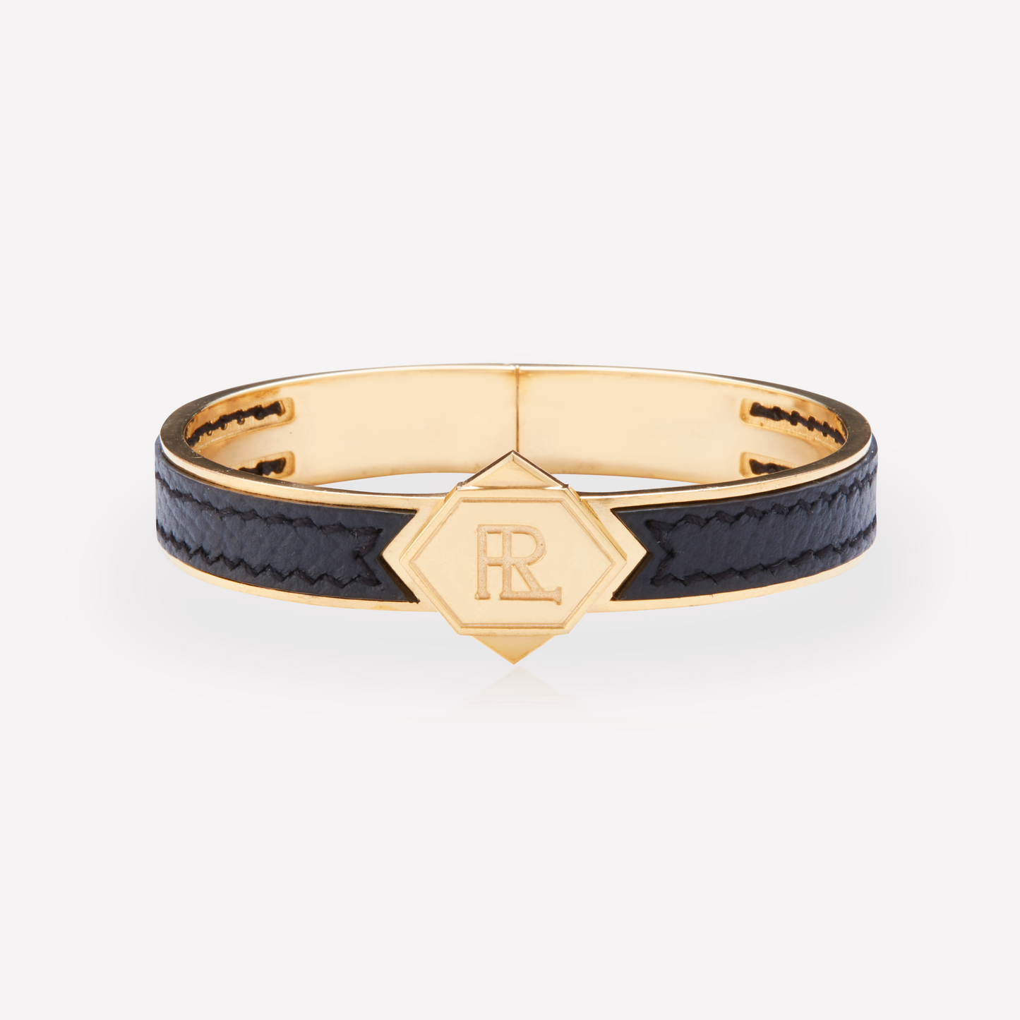 Twined Leather Bracelet, Large, Black Texture