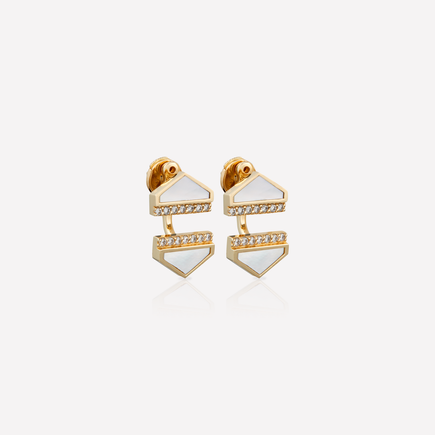 VOID Filled By You Earrings, Large, White Nacre, Diamond