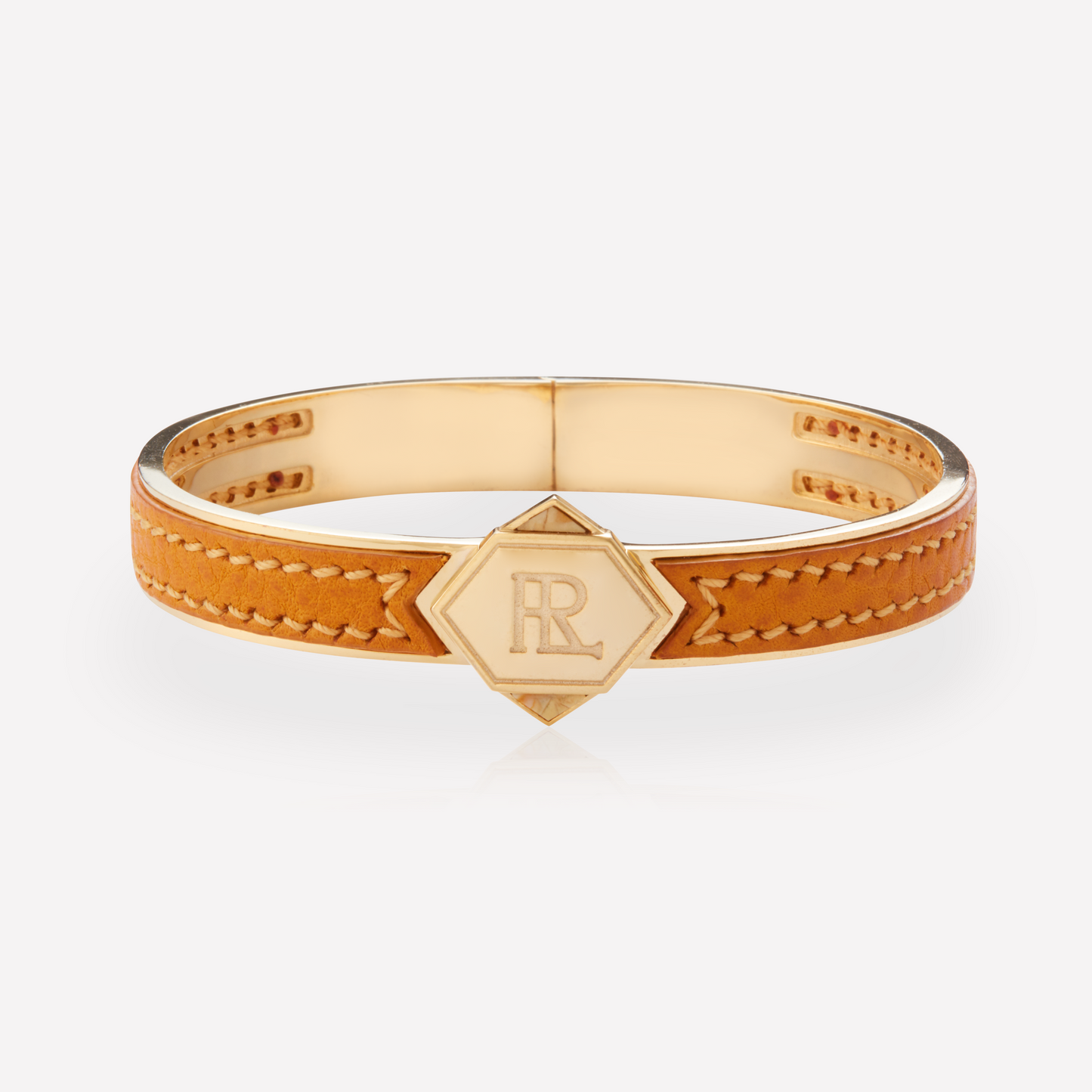 Twined Leather Bracelet, Large, Orange Brown, Yellow Jasper