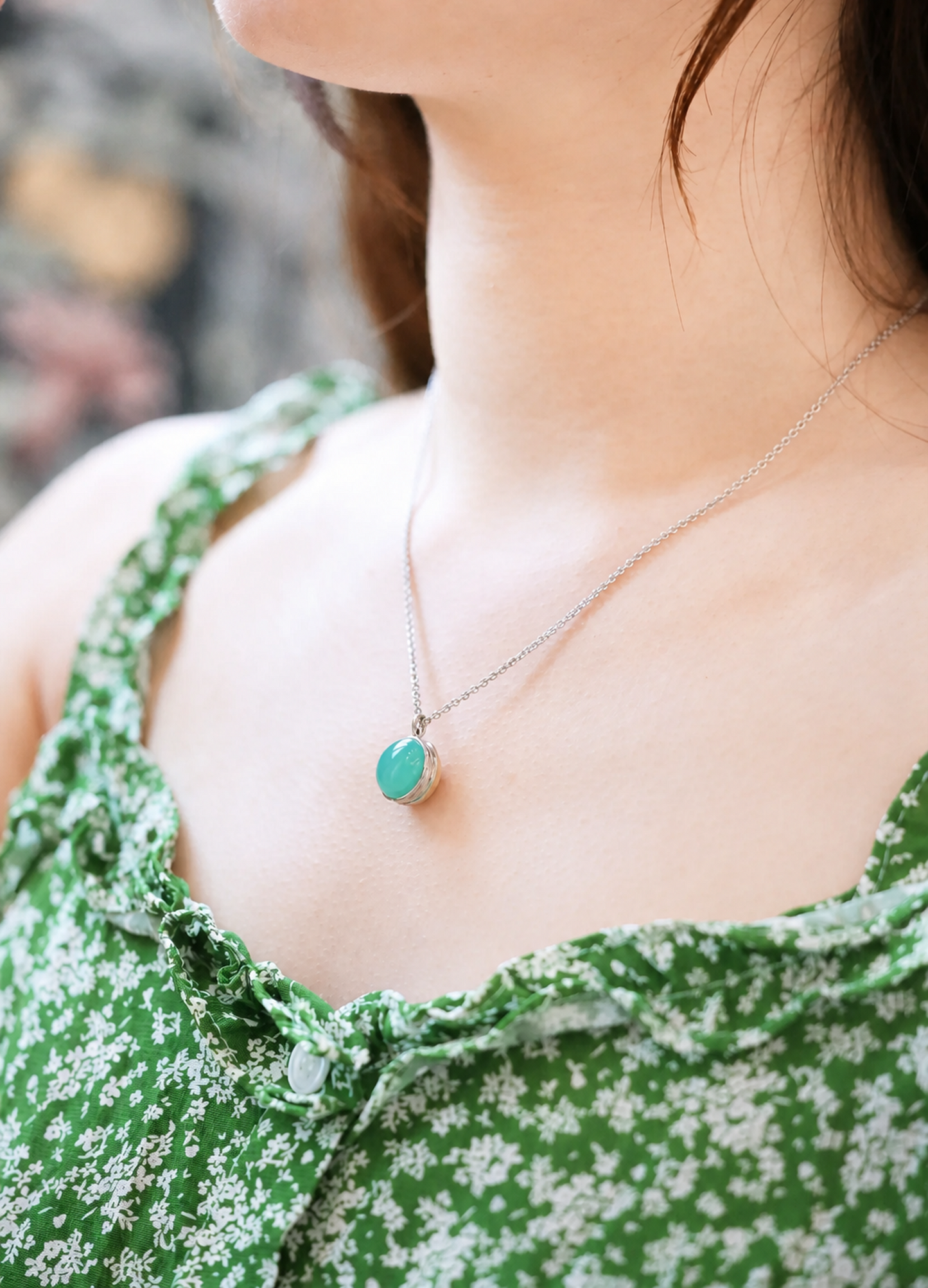Macaron Coque Necklace, jade, jasper