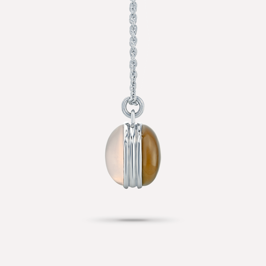 Macaron Coque Necklace, Rose Quartz, jasper