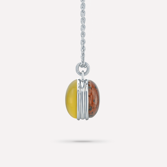 Macaron Coque Necklace, Citrine, Obsidian