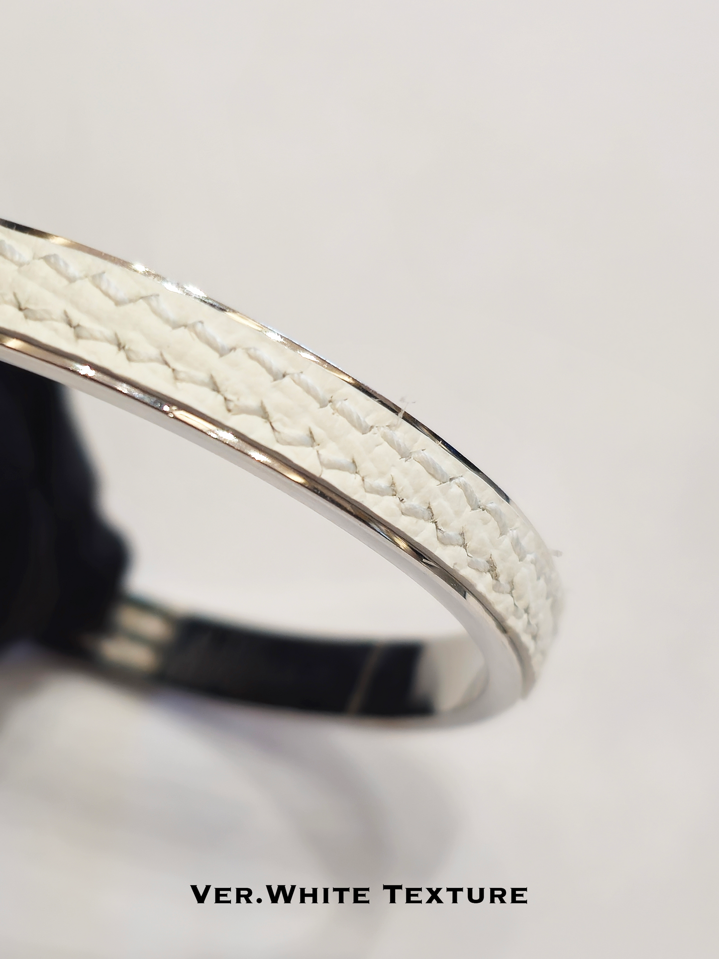 Twined Leather Bracelet, Large, White (Plain), White Nacre