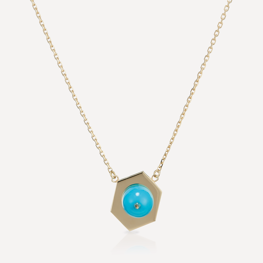 Tergum VII Necklace, Hex 1, Turquoise