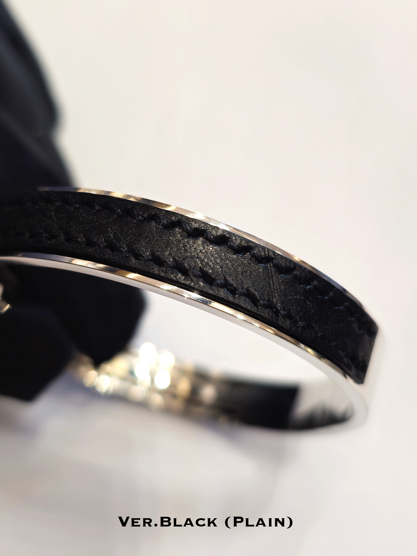 Twined Leather Bracelet, Large, Black Texture