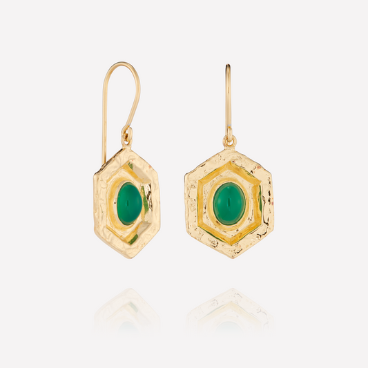 HEX Series Earrings, Artifact, Emerald